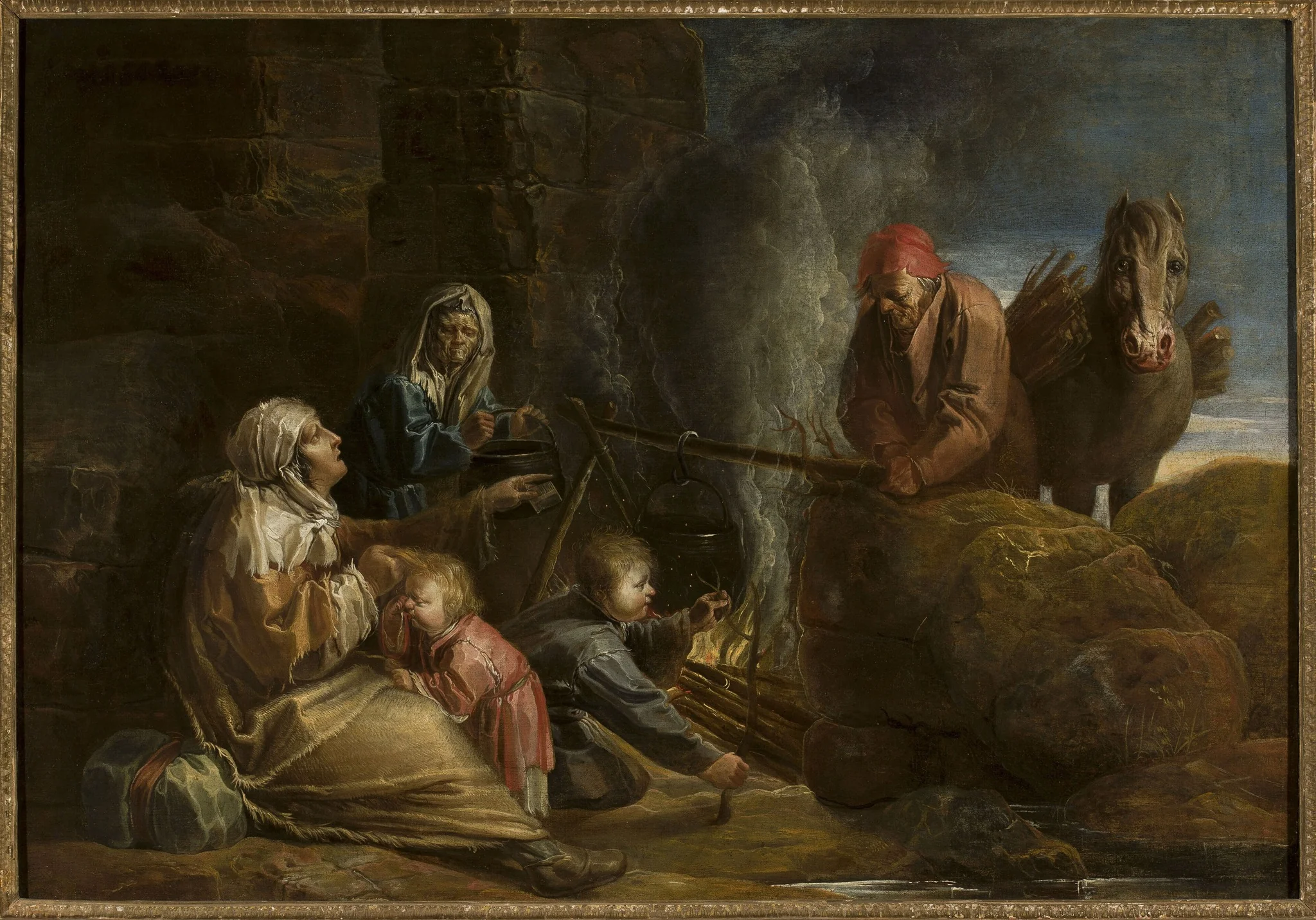 Gypsy camp, by Jan van der Venne, oil, 1664