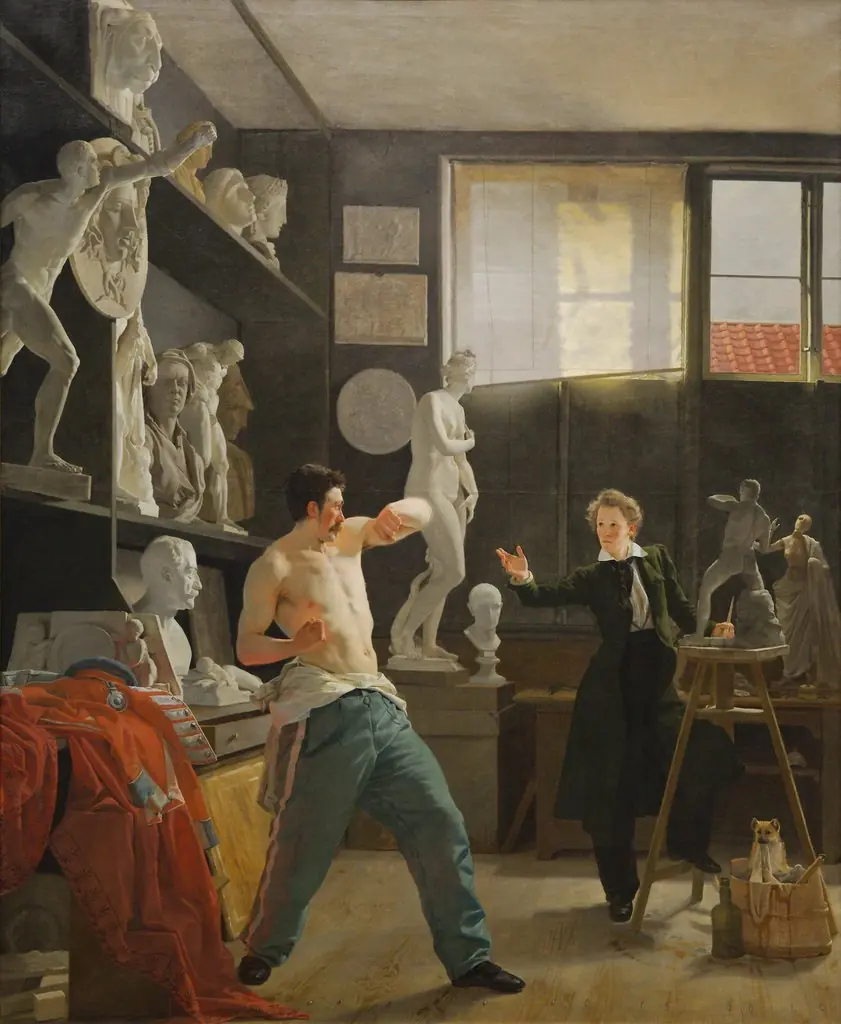 A Sculptor in his Studio Working from the Life
