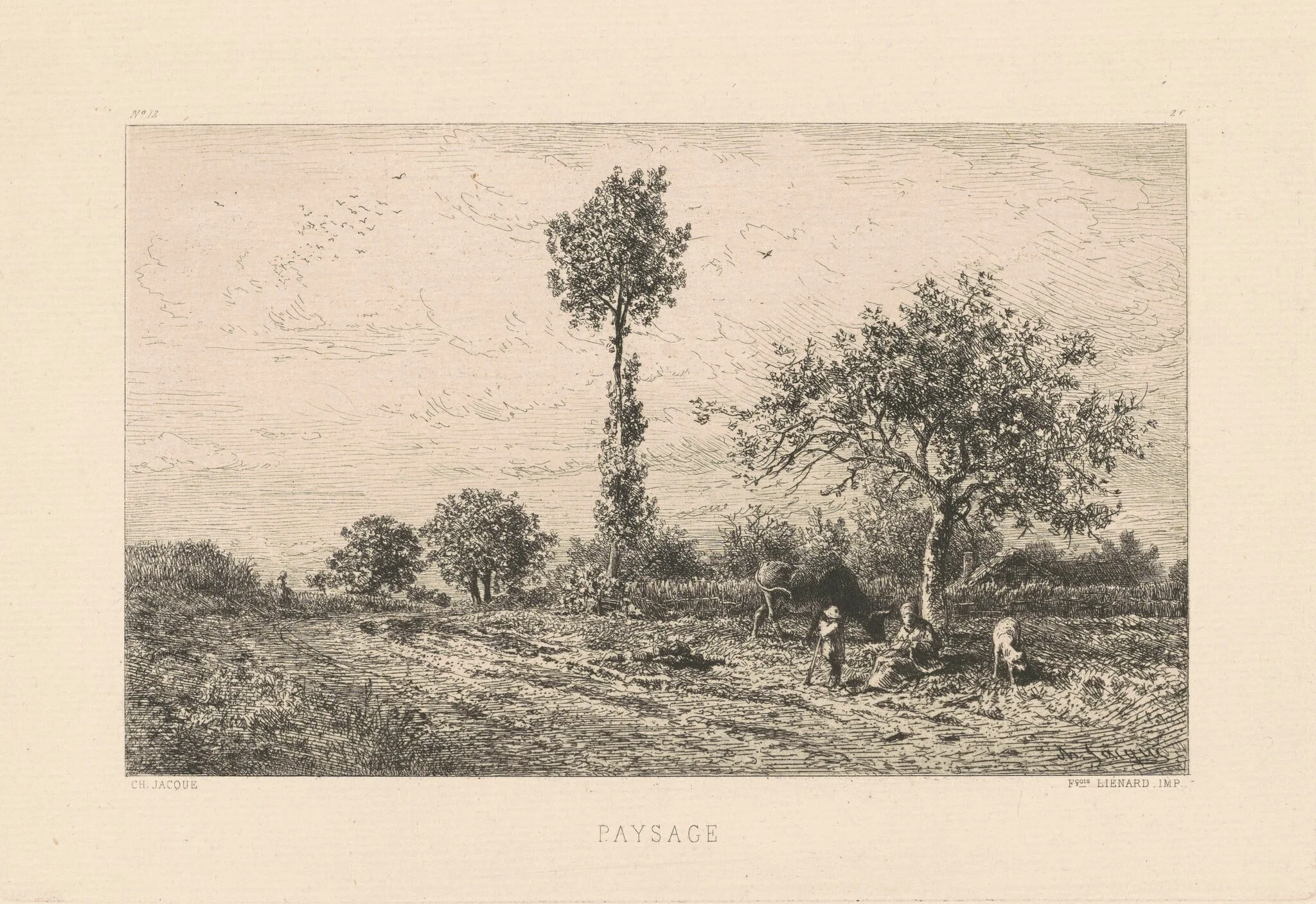 Paysage, by François Liénard, ink