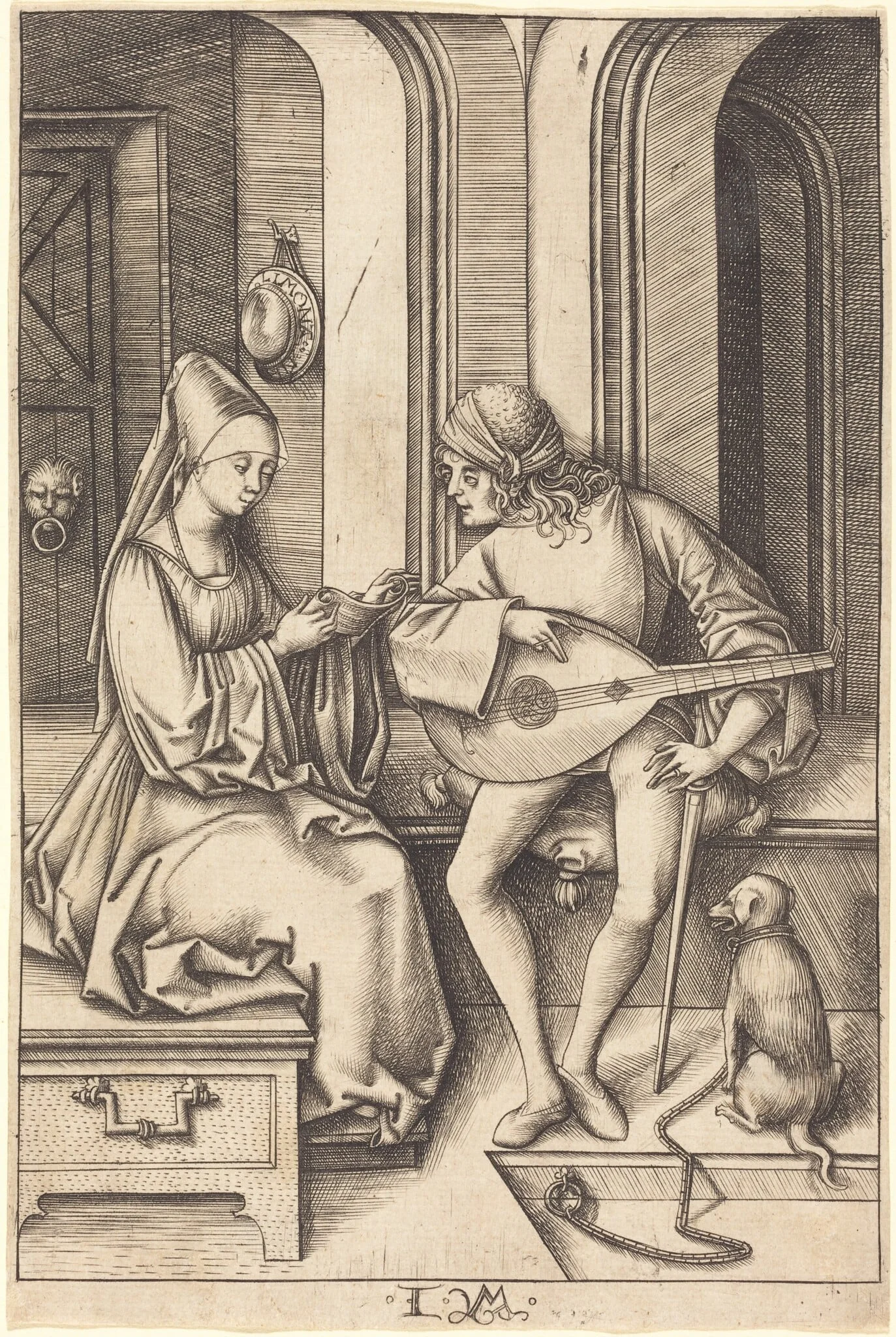 The Lute Player and the Singer, by Israhel van Meckenem, ink, 1499