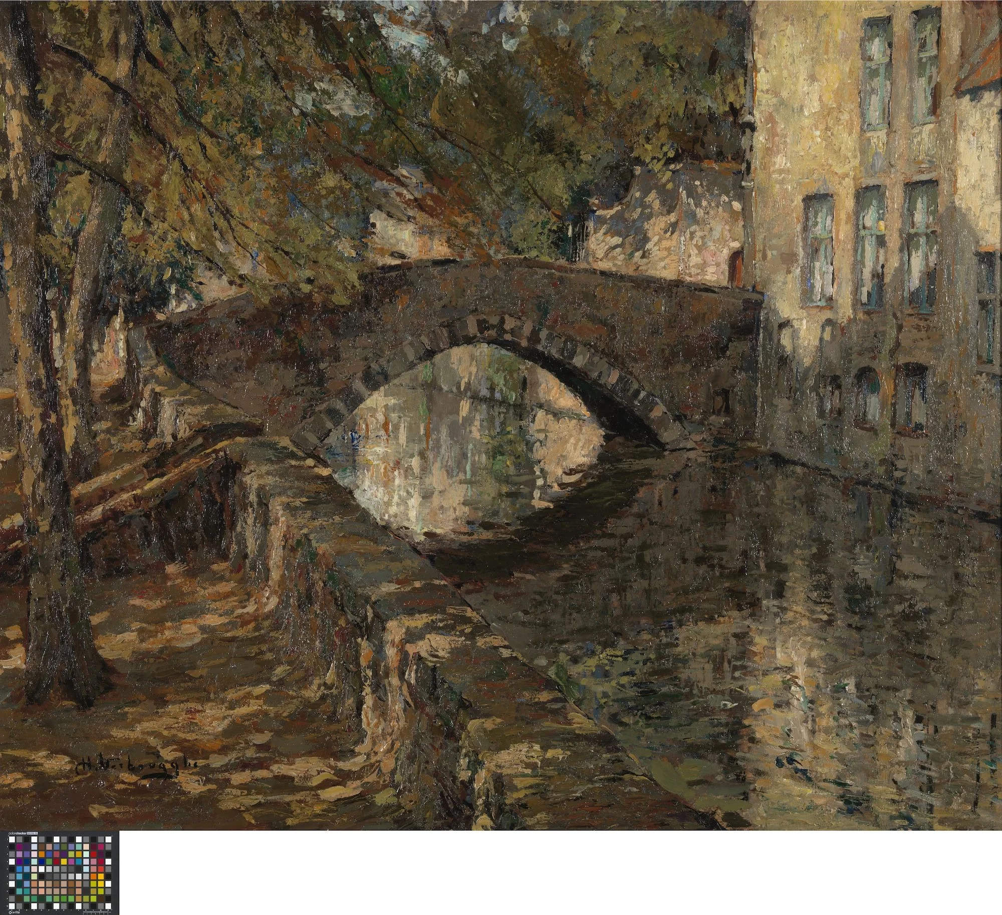 De Meebrug in Brugge, by Charles Verbrugghe, oil, 1901
