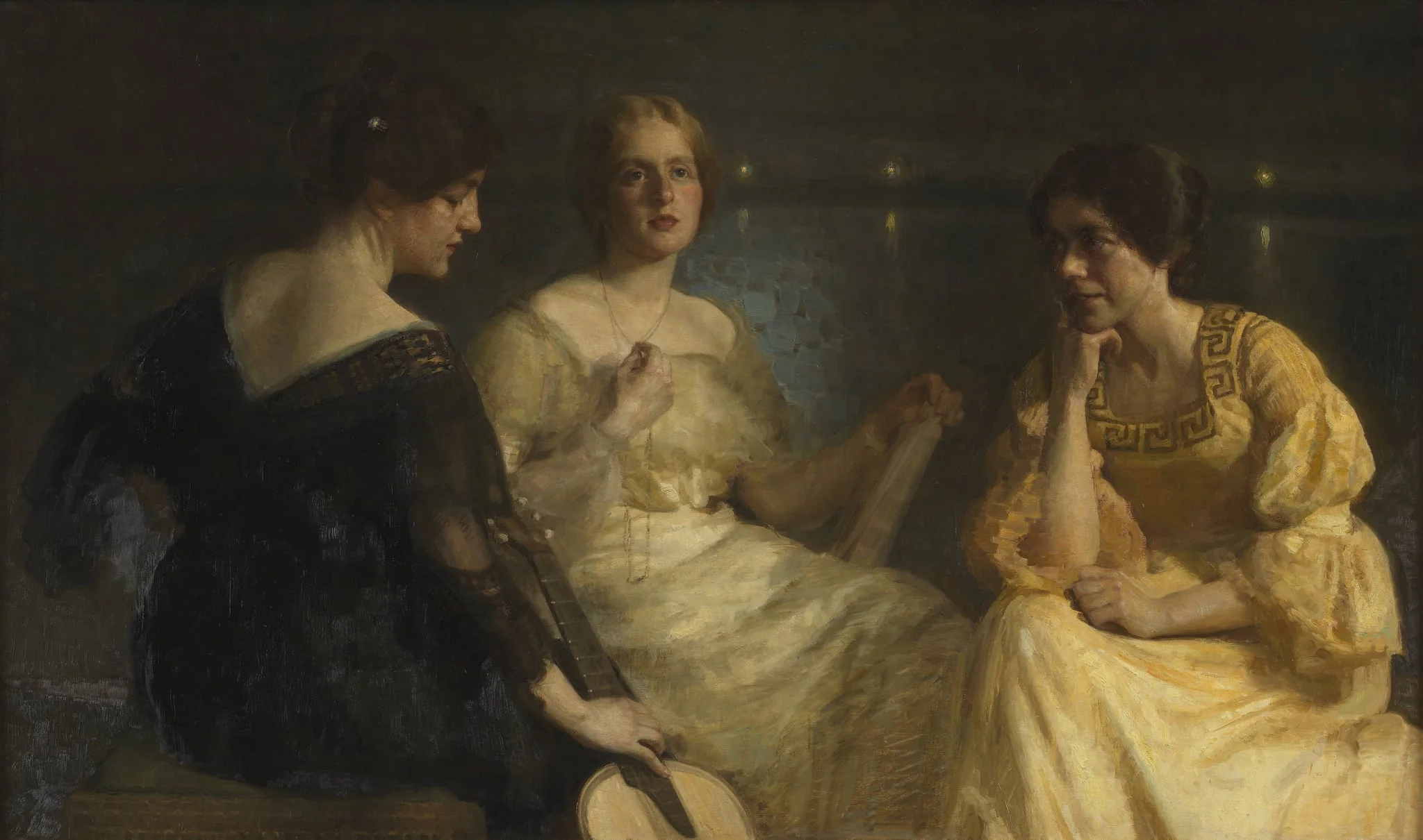 Unge kvinder. Fra venstre: Karen Bramsen; kunstnerens hustru Esther, f. Lange; Johanne Munch-Petersen., by Unknown, 1904