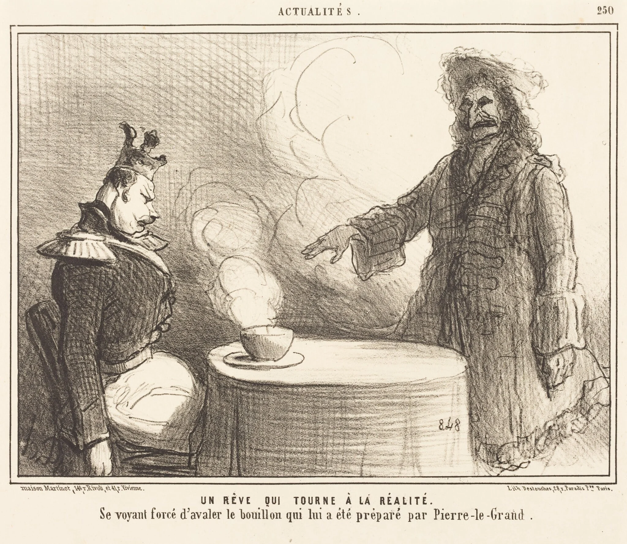 Un rêve qui tourne a la réalité, by Honoré Daumier, ink, 1855