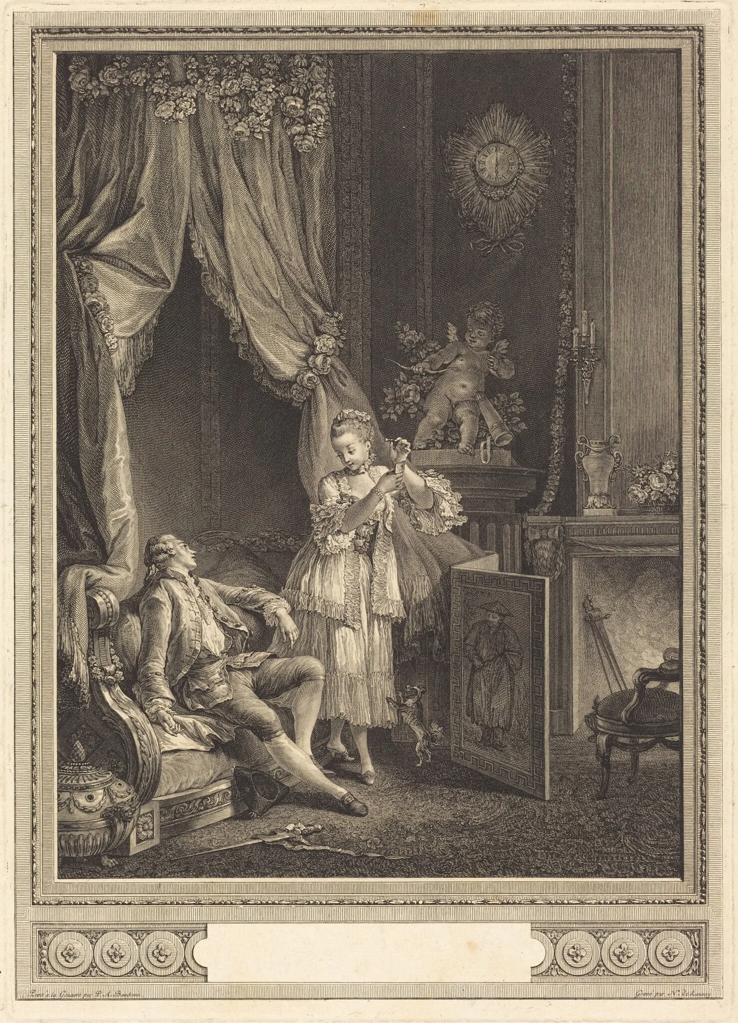Le Carquois épuisé (The Empty Quiver), by Nicolas Delaunay, ink, 1775