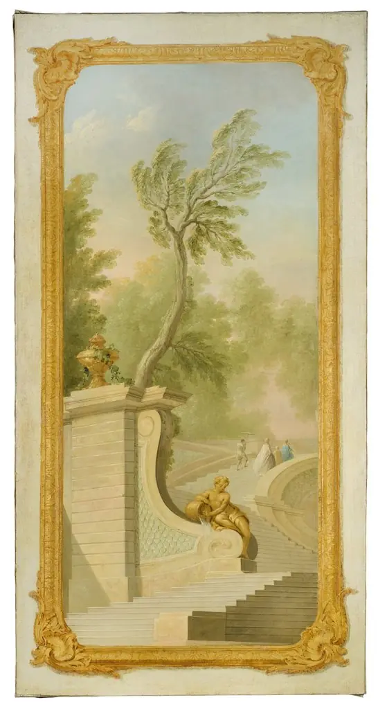 Park Landscape with Figures on a Staircase. Decorative Painting for a Private Residence