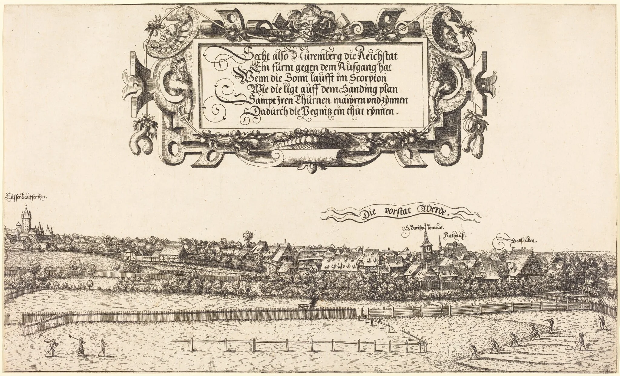View of Nuremberg from the East [right section], by Hanns Lautensack, ink, 1552