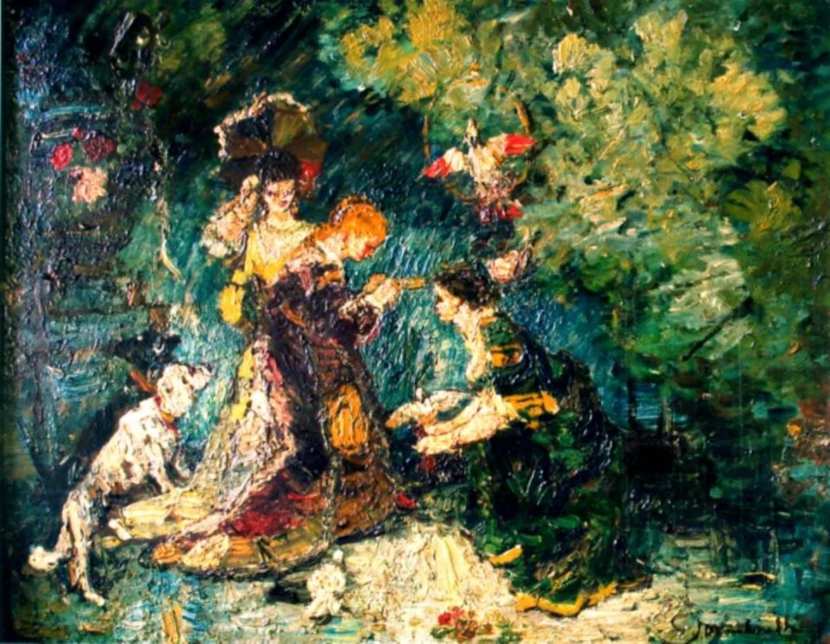 Scenă în parc, by Adolphe Monticelli, unspecified, 1850
