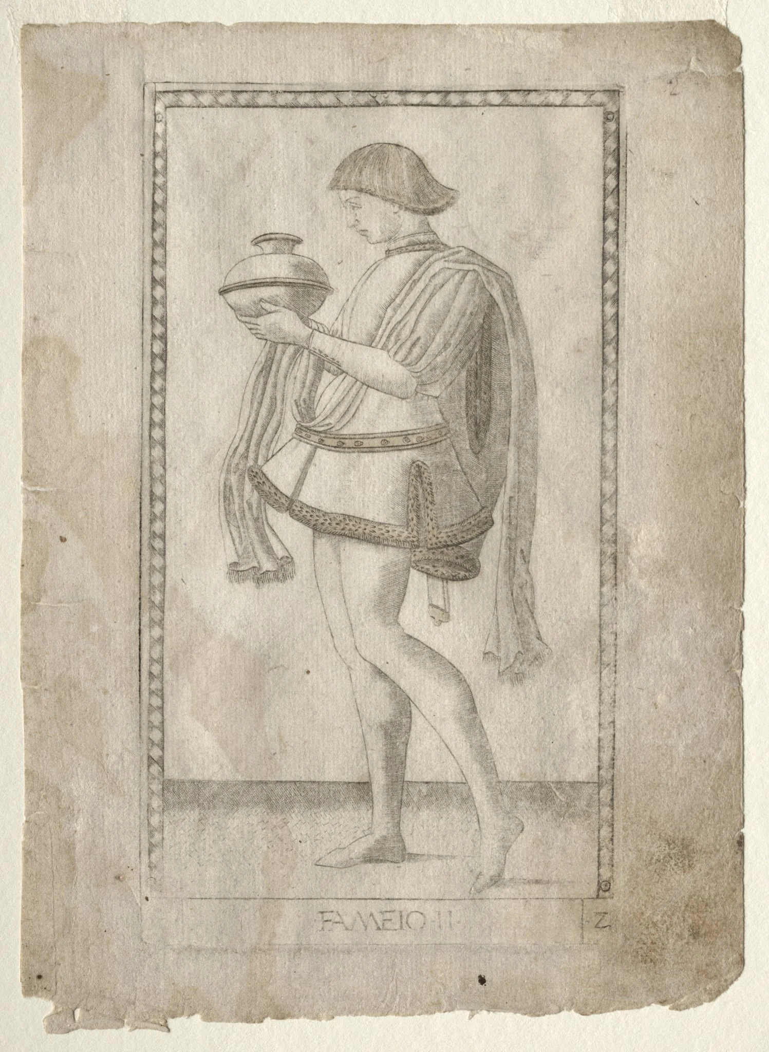 The Servant (from the Tarocchi, series E: Conditions of Man, #2), by Master of the E-Series Tarocchi, 1467