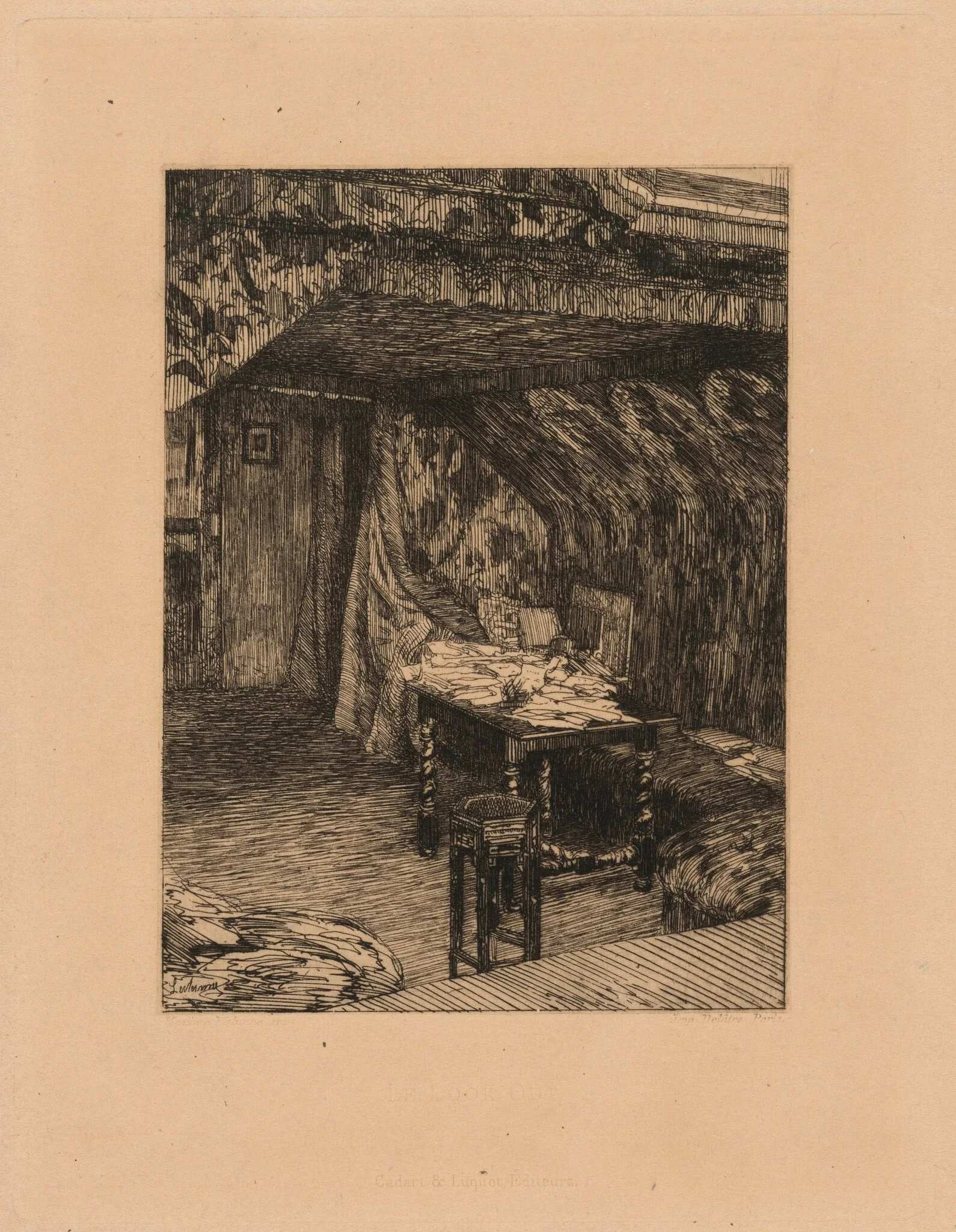 The Look-Out (The Office of Victor Hugo), by Maxime Lalanne, ink, 1864