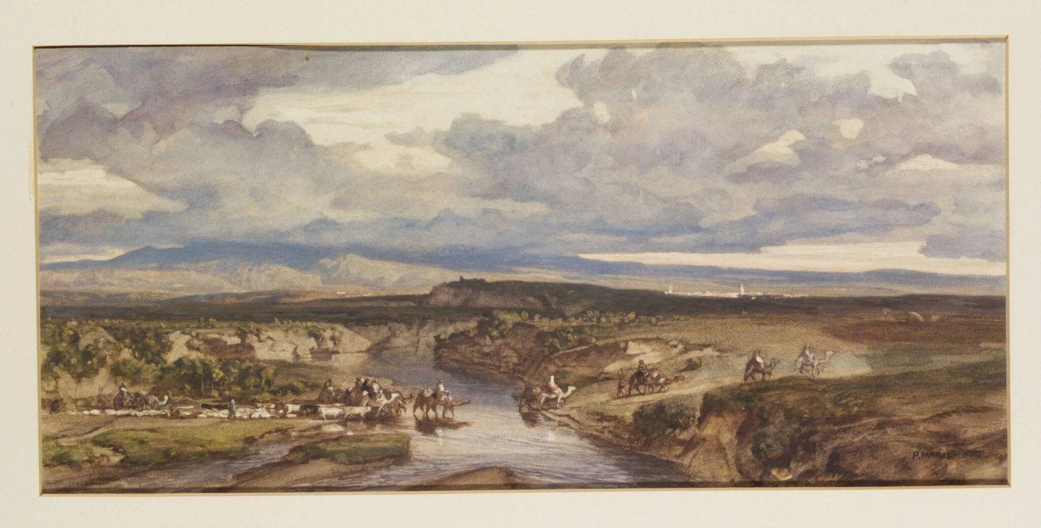 A Bedouin Caravan fording the River Jordan below Lake Tiberias