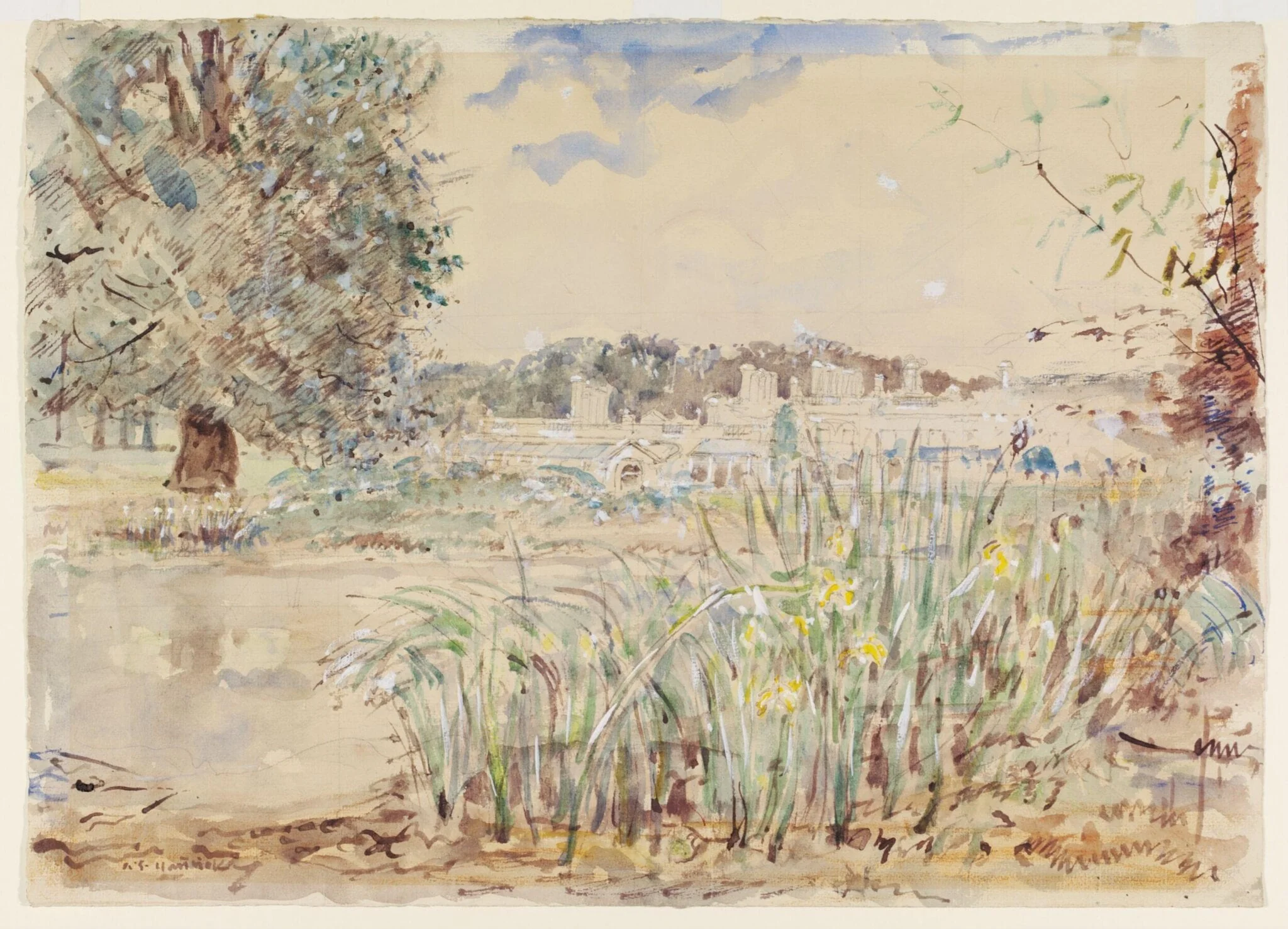 Gunnersbury House, Brentford, by Archibald Standish Hartrick, watercolor, 1940