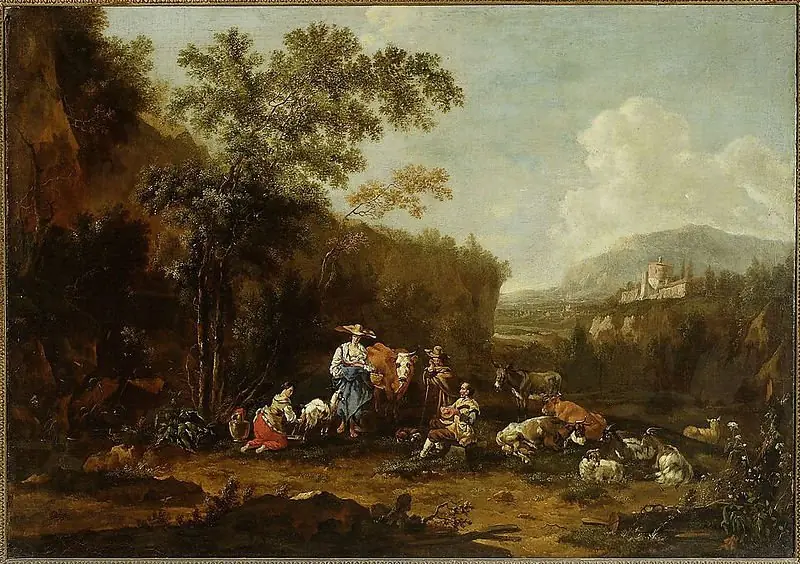 Italian landscape with a group of shepherds