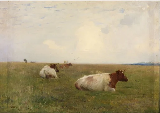 A Landscape with Cattle, by Walter Osborne, oil, 1896
