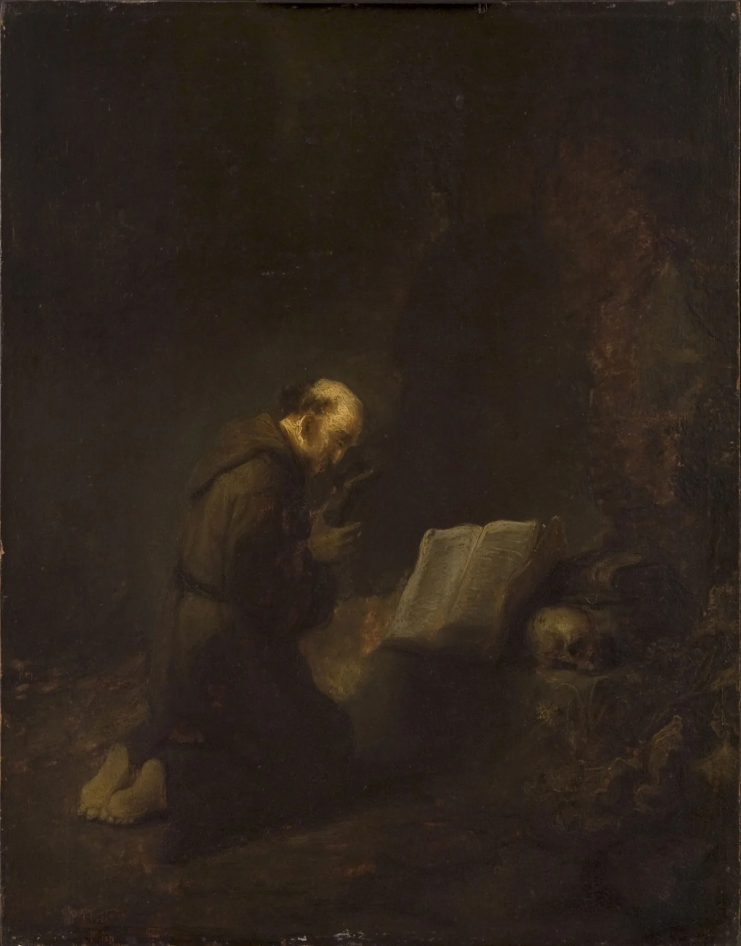 Saint Francis of Assisi Praying, by Rembrandt, oil, 1637