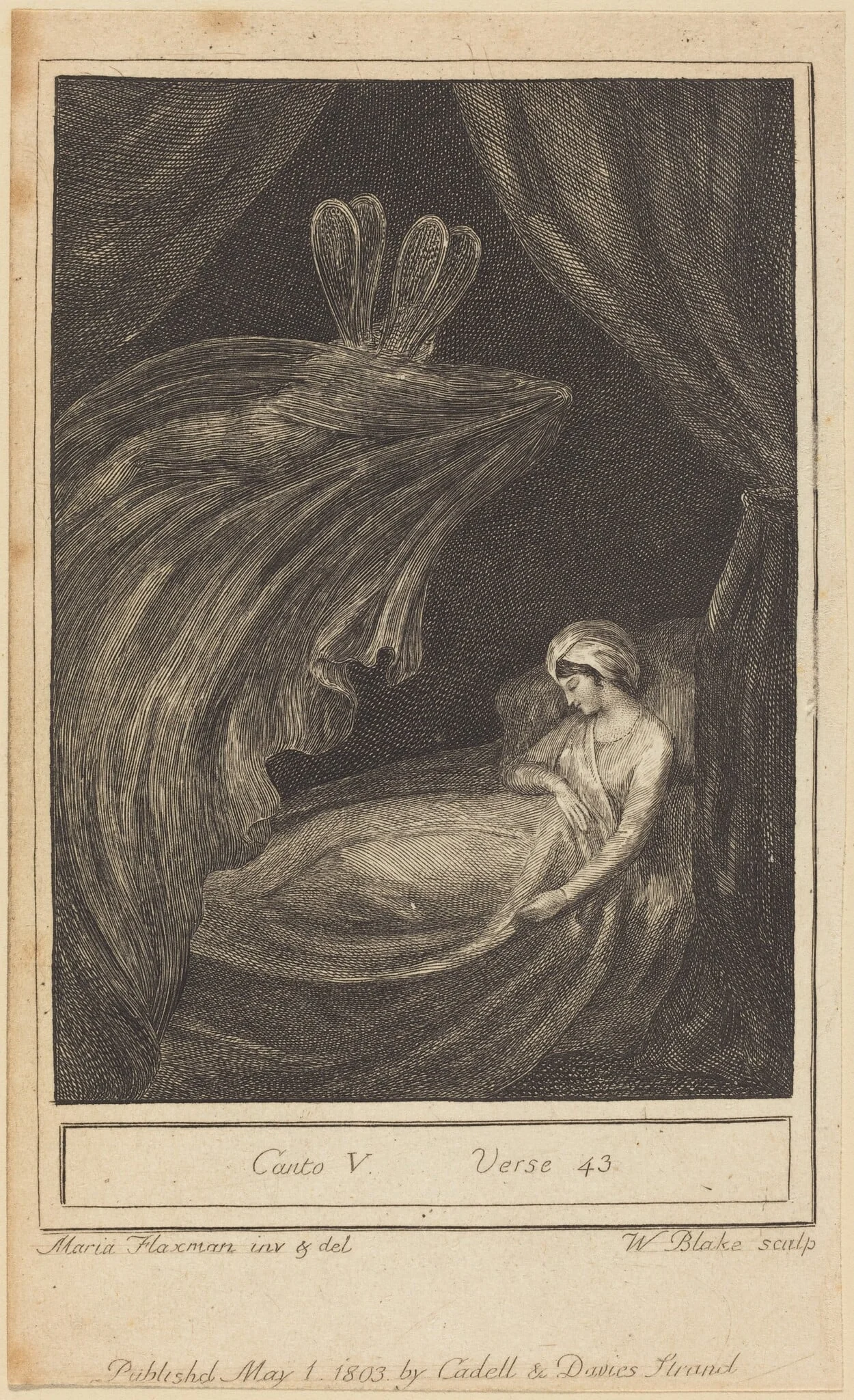 Canto V, Verse 43, by William Blake, ink, 1803