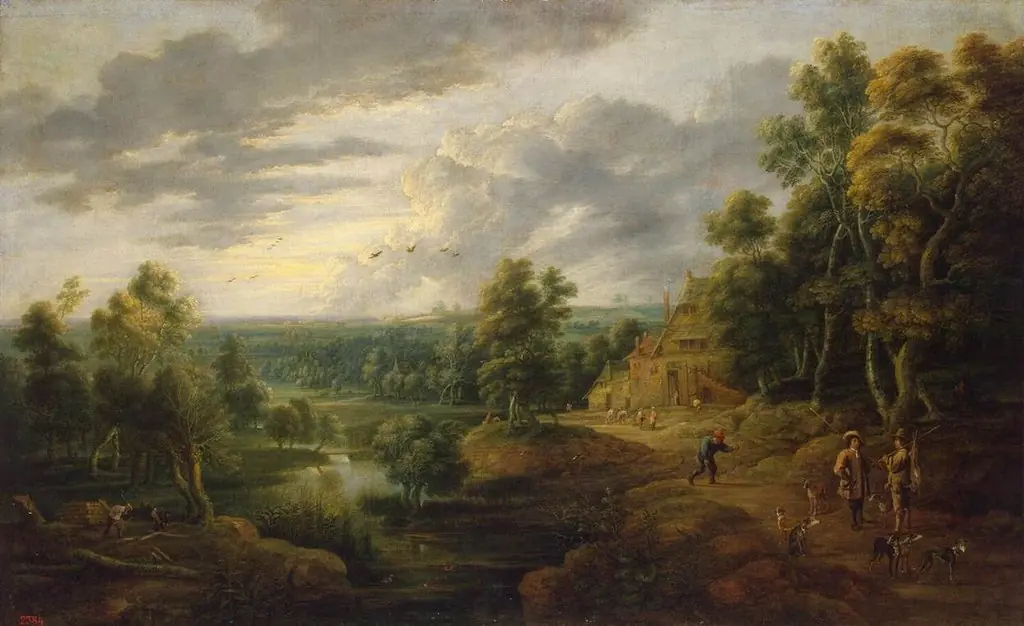 Landscape with Trees near a River (Landscape with Hunters)