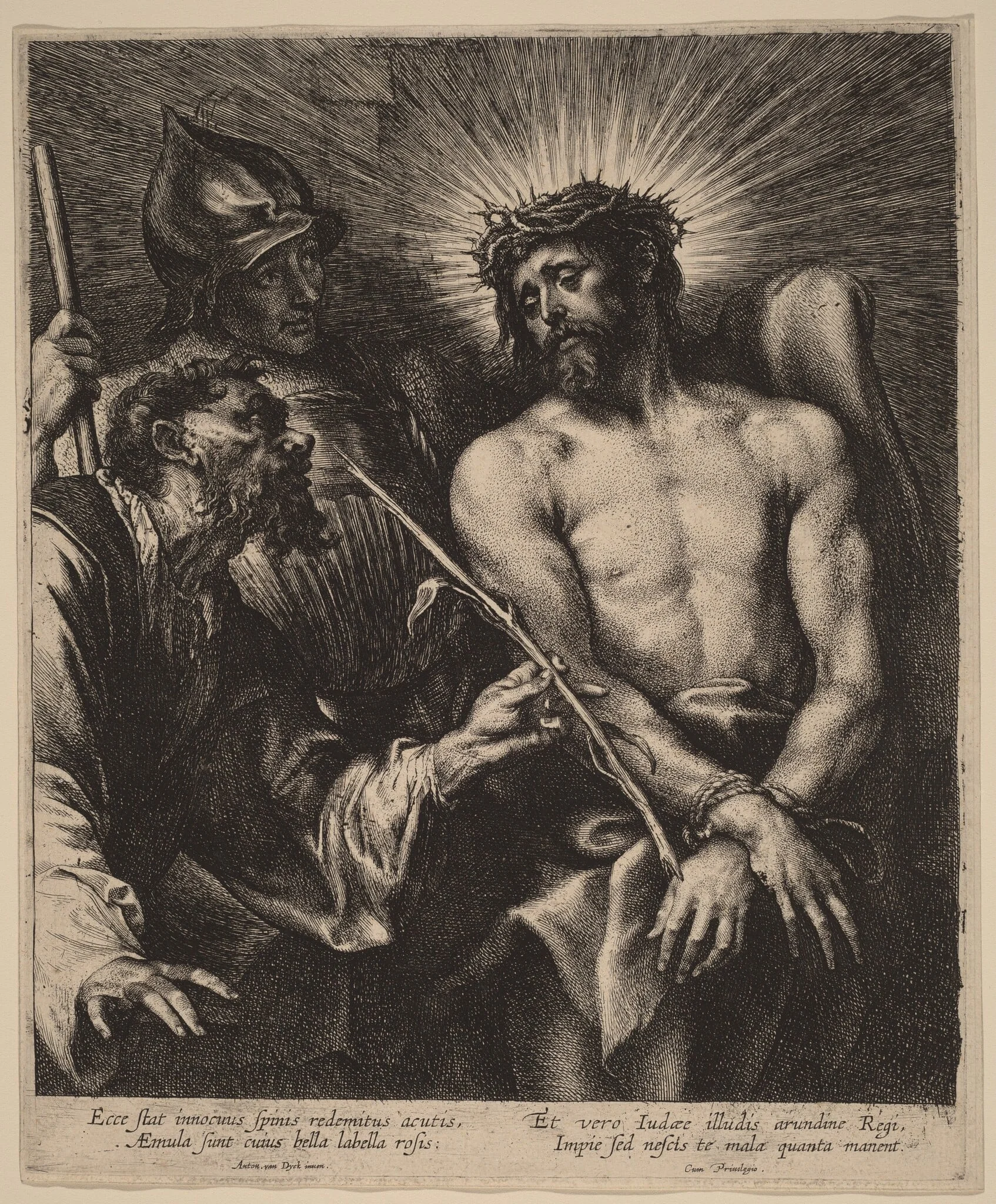 Christ Crowned with Thorns, by Lucas Emil Vorsterman, ink, 1630