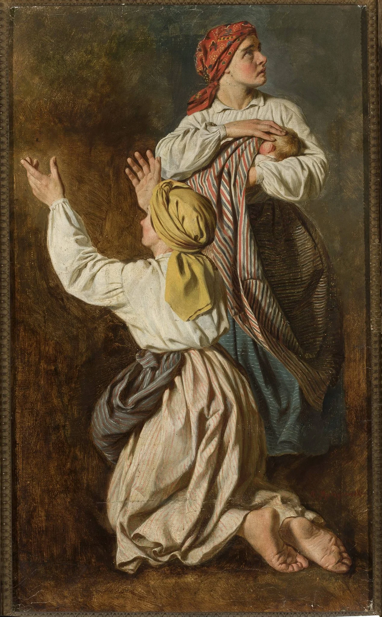 Women fleeing from the fire, by Antoni Murzynowski, oil