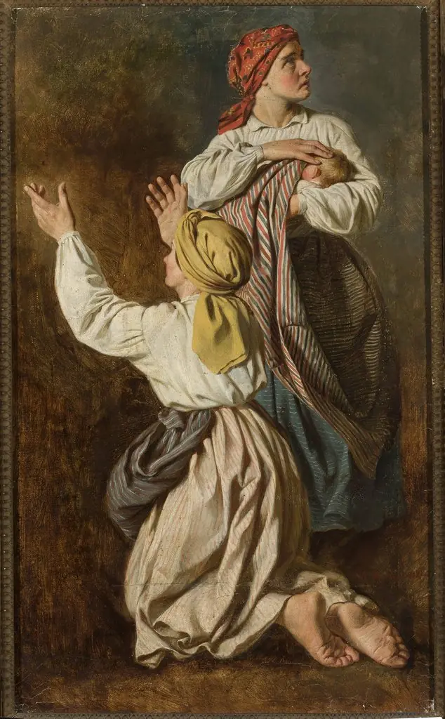 Women fleeing from the fire