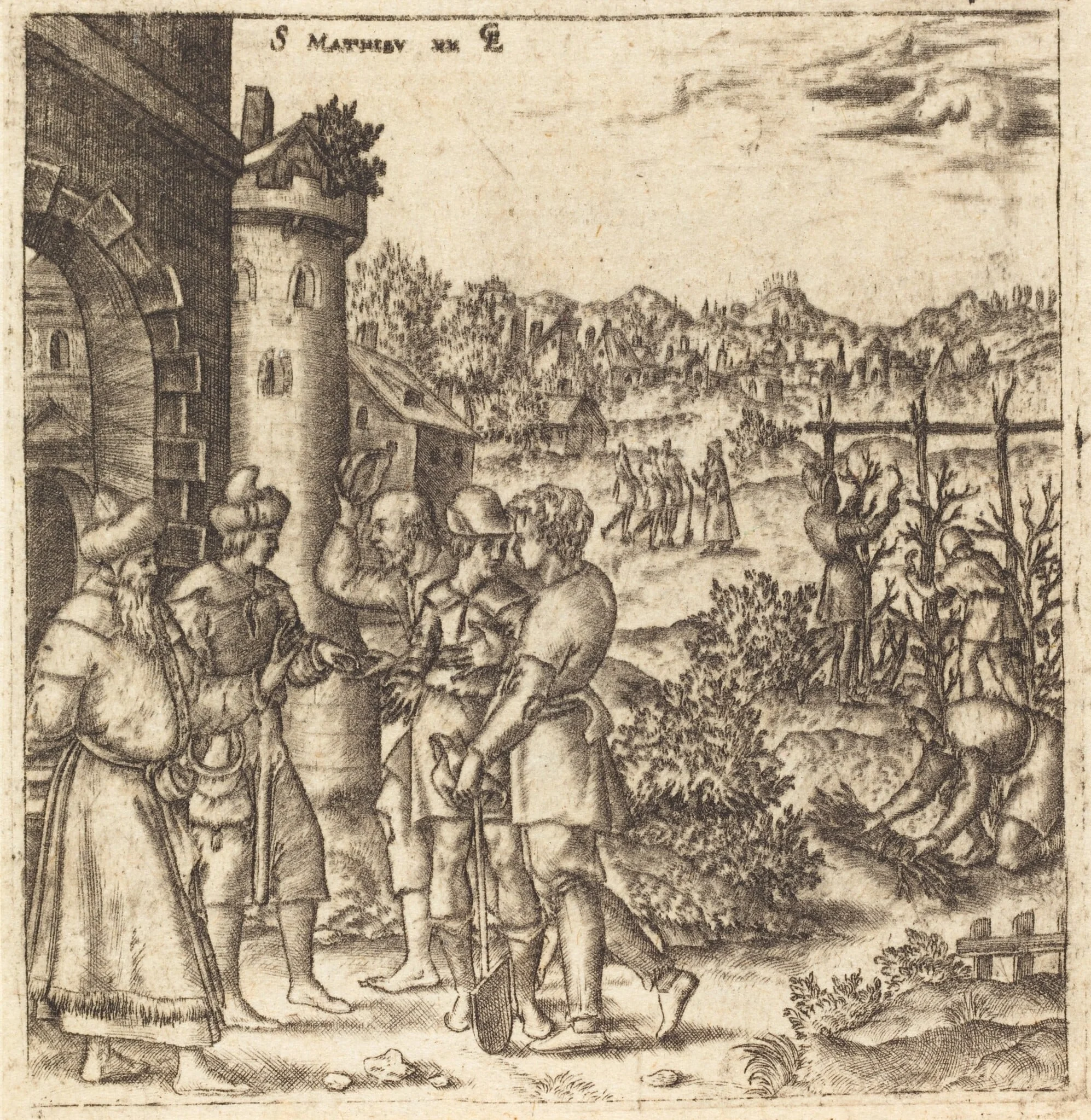 The Parable of the Laborers in the Vineyard, by Léonard Gaultier, ink, 1578