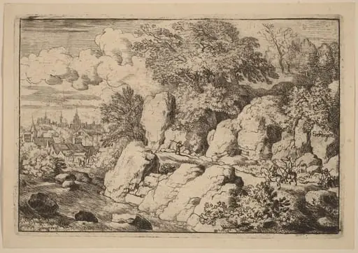 Two Horsemen on a Rocky Path