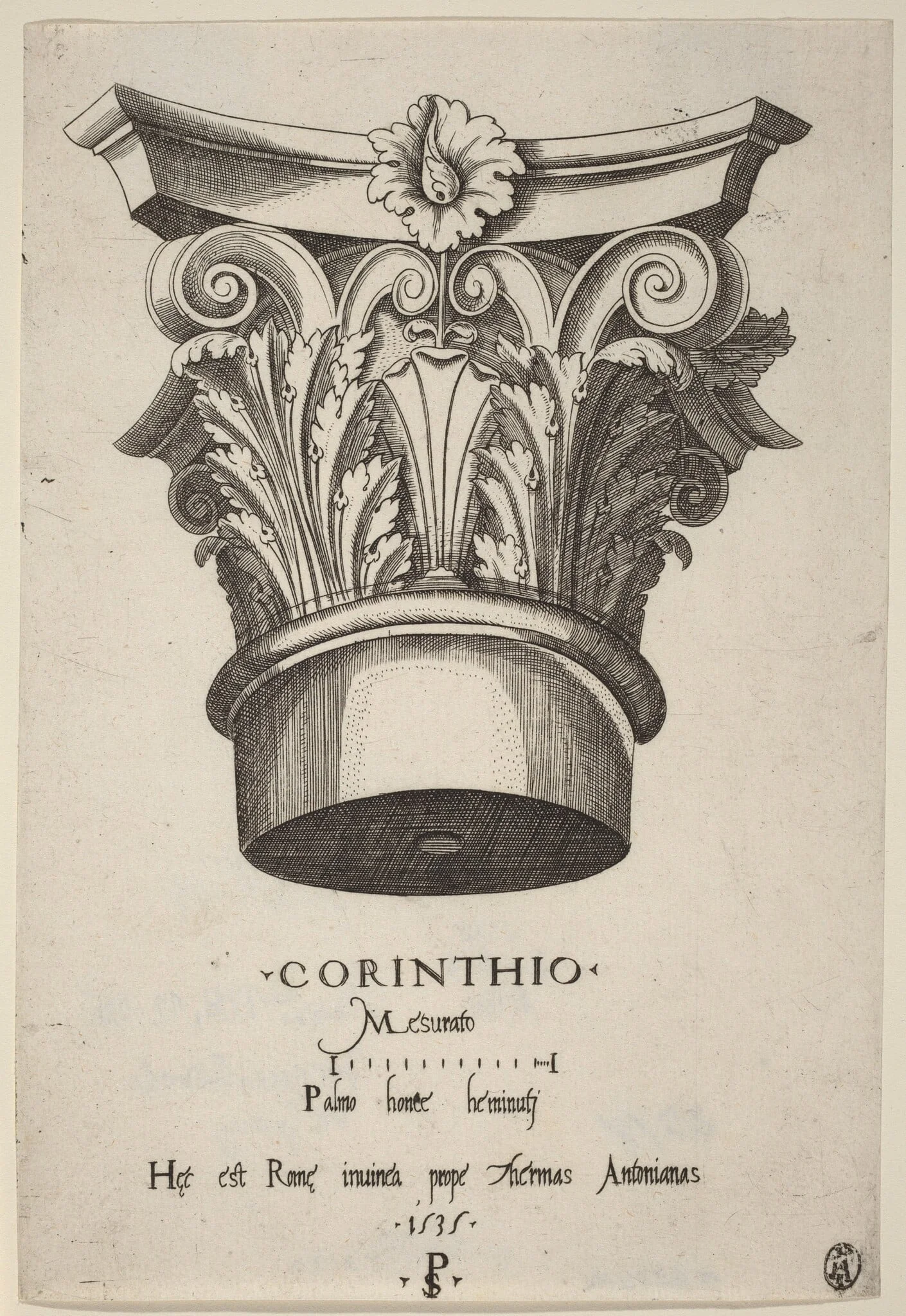 Capitals from the Baths of Antoninus, Rome, by Pseudo-Pier Francesco Fiorentino, ink, 1535
