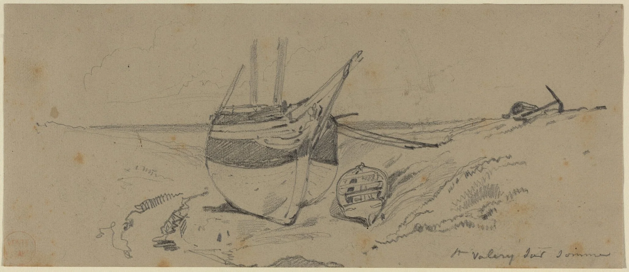 St. Valery sur somme, by Eugène Isabey, graphite, 1844