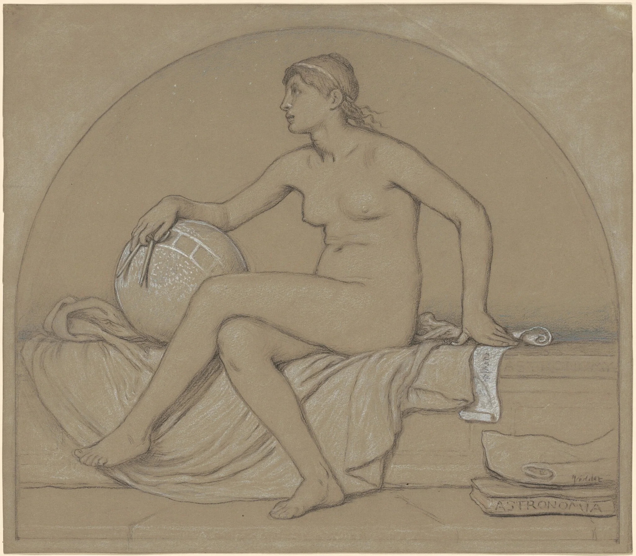 Study for "Astronomy", by Elihu Vedder, charcoal, 1892