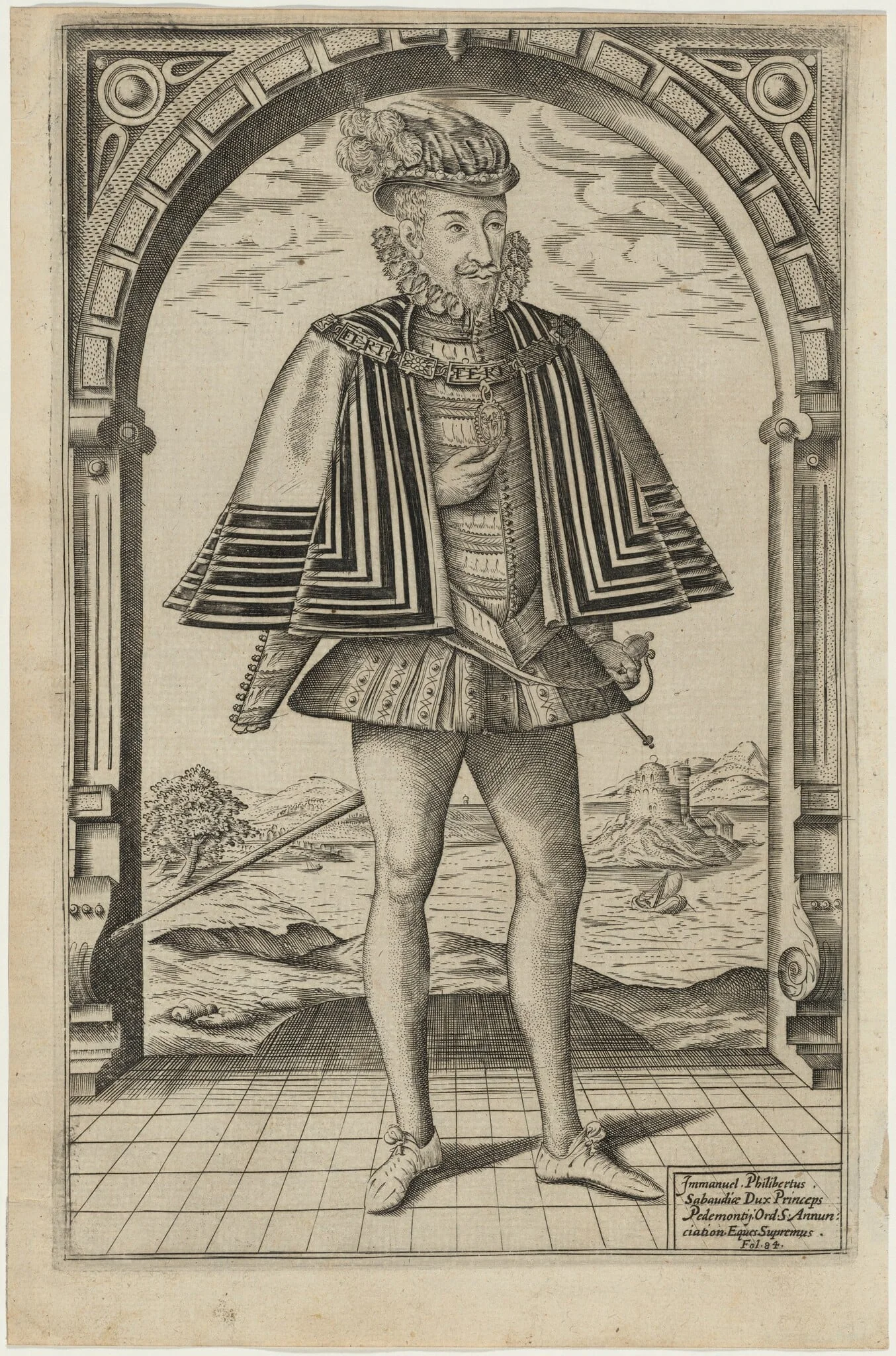 Emmanuel Philibert, Duke of Savoy, by William Rogers, ink, 1602