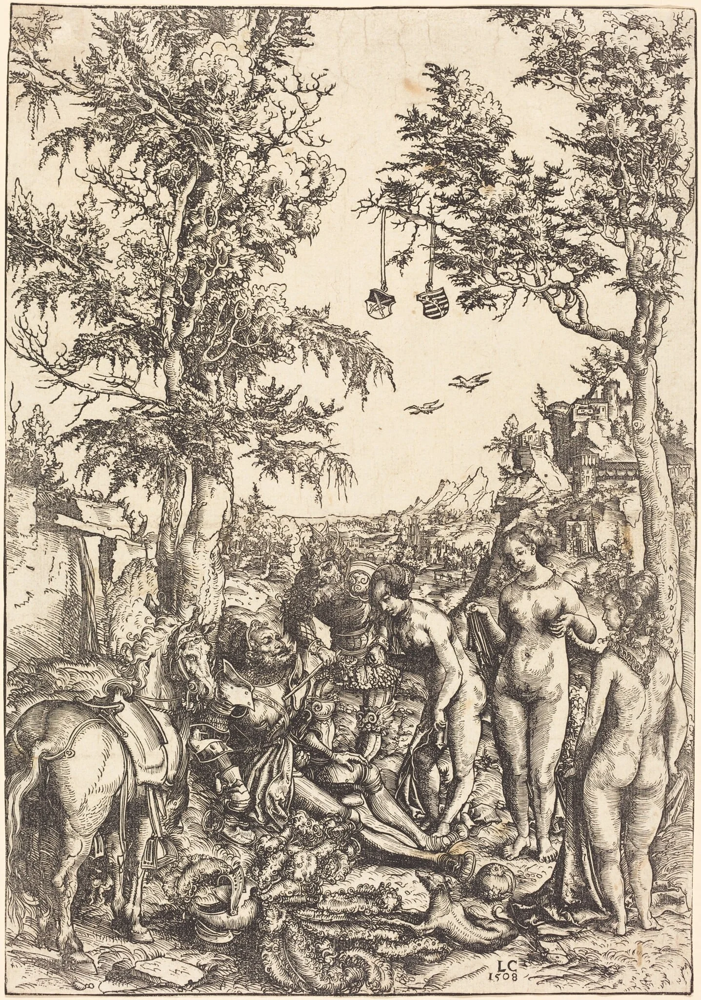 The Judgment of Paris, by Lucas Cranach the Elder, ink, 1508