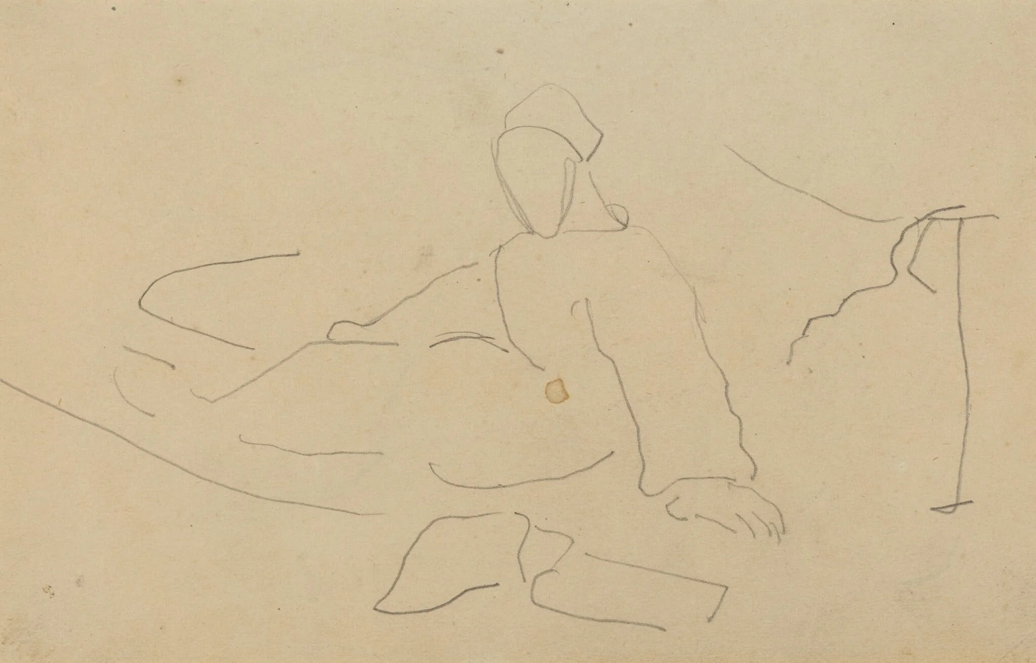 Figure Seated on the Ground [recto], by Paul Gauguin, graphite, 1886