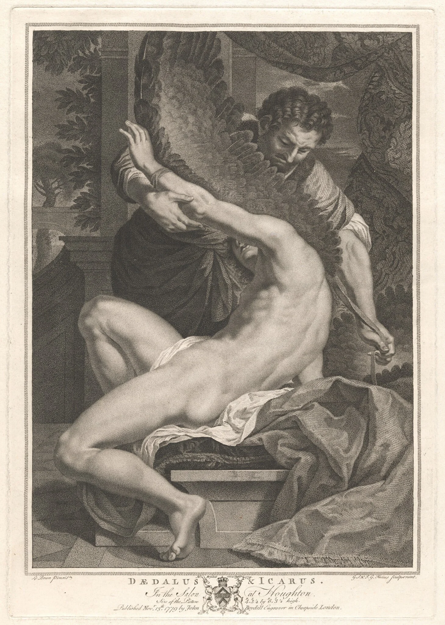 Daedalus and Icarus, by Georg Siegmund Facius, ink, 1779