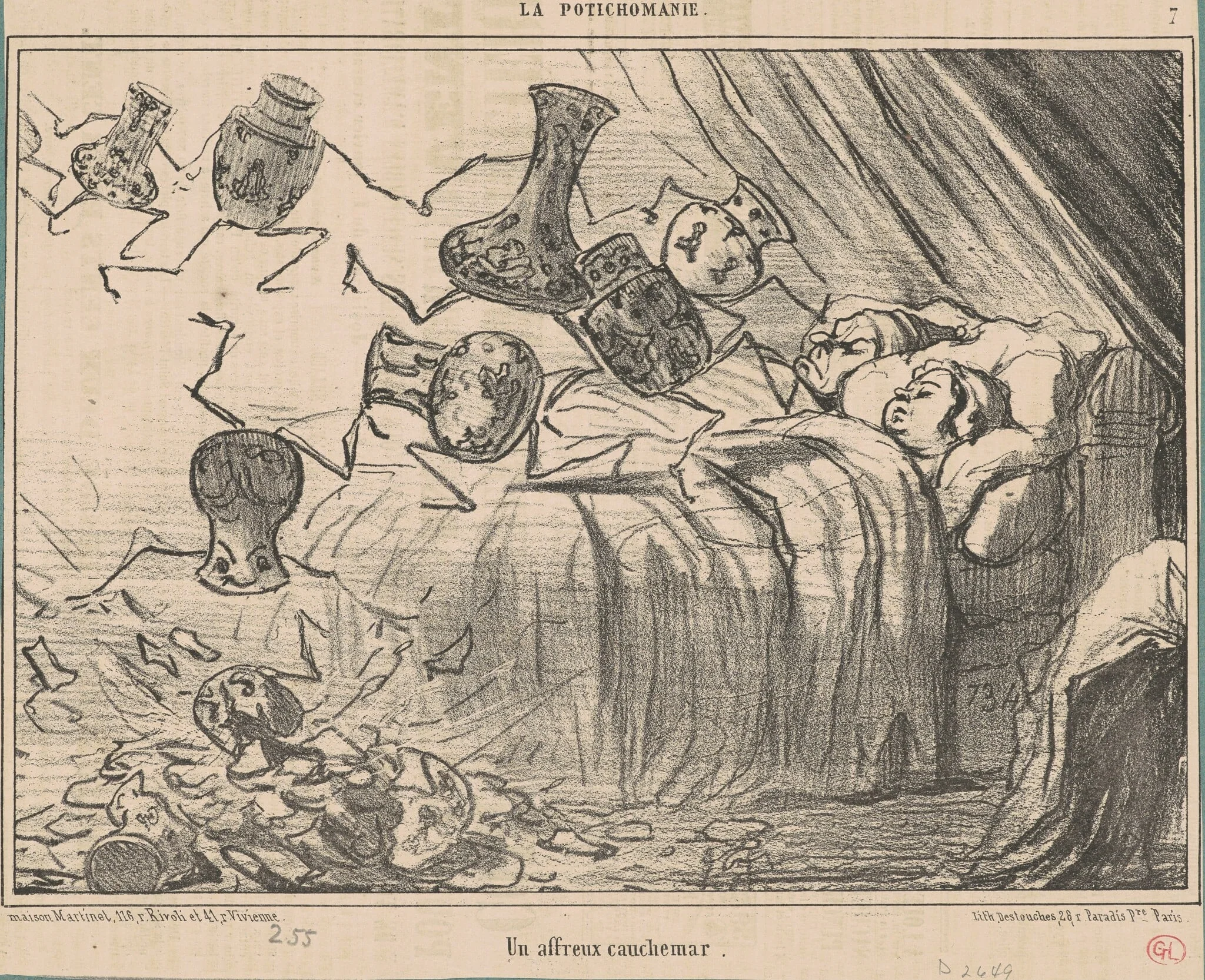 Un affreux cauchemar, by Honoré Daumier, ink, 1855