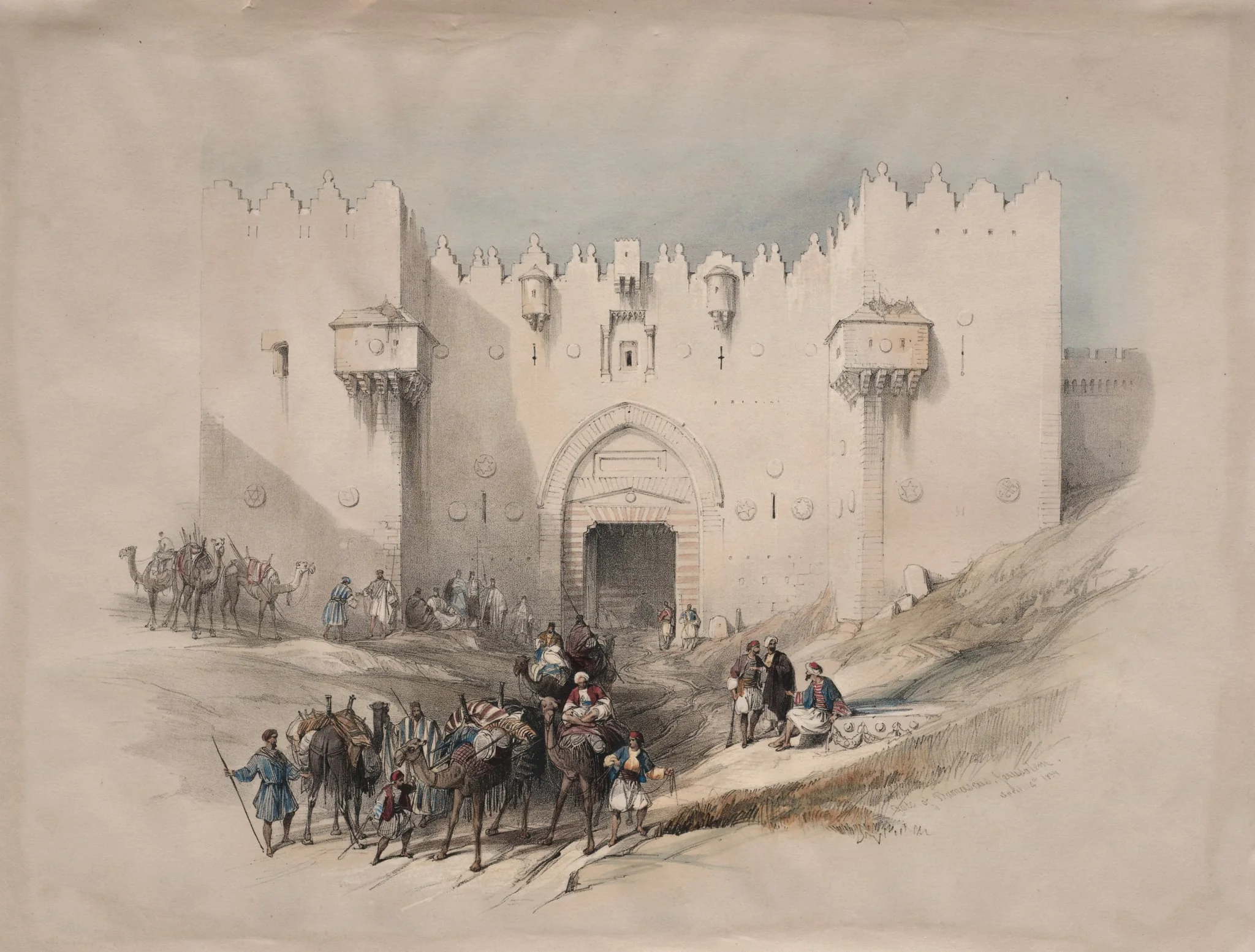 Gate of Damascus, Jerusalem, by David Roberts, 1839