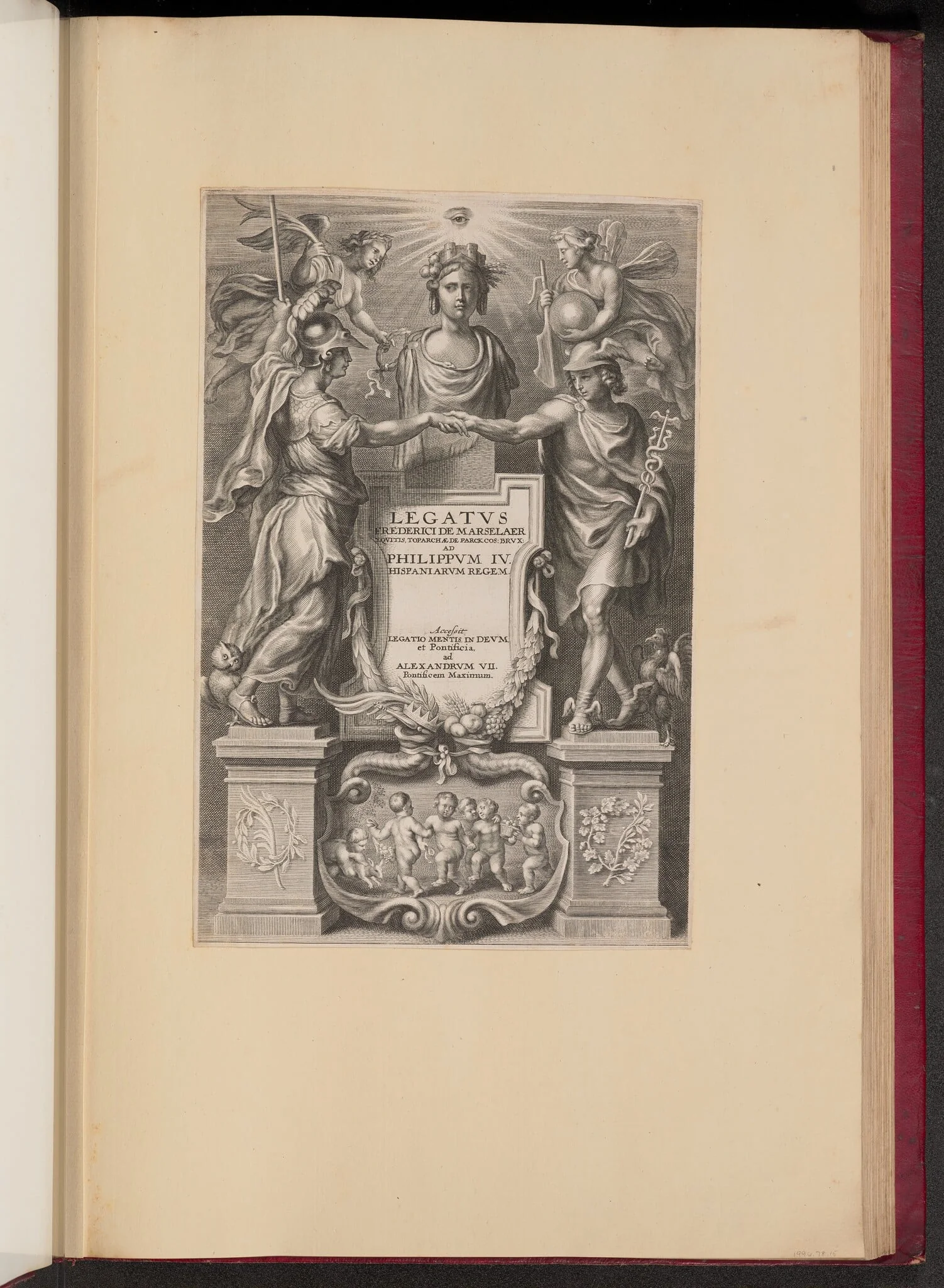 Title Page for Frederik de Marselaer, Legatvs, by Cornelis Galle II, ink, 1666