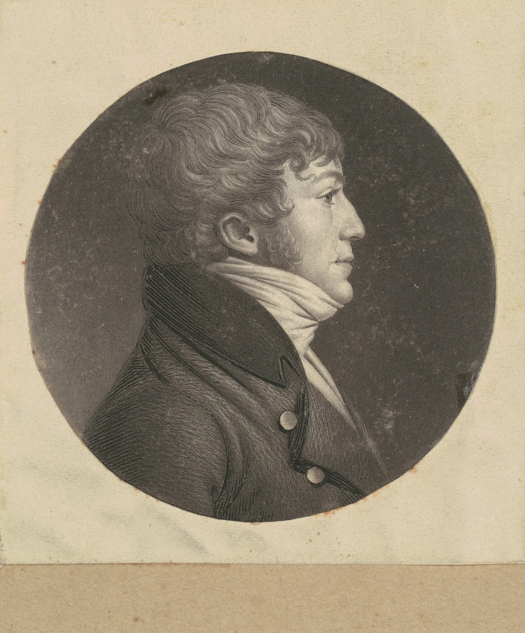 Unidentified Man, by Charles Balthazar Julien Févret de Saint-Mémin, ink, 1800