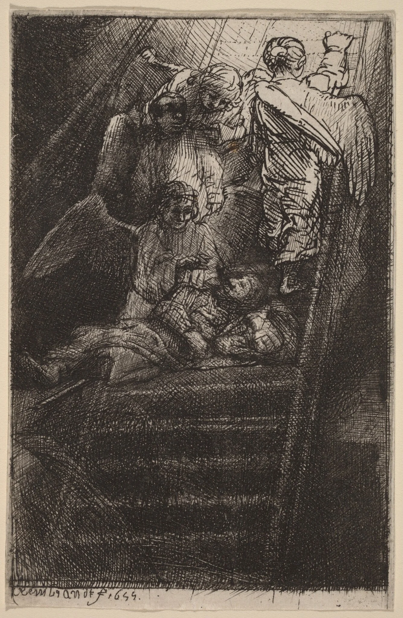 Jacob's Ladder, by Rembrandt, ink, 1655