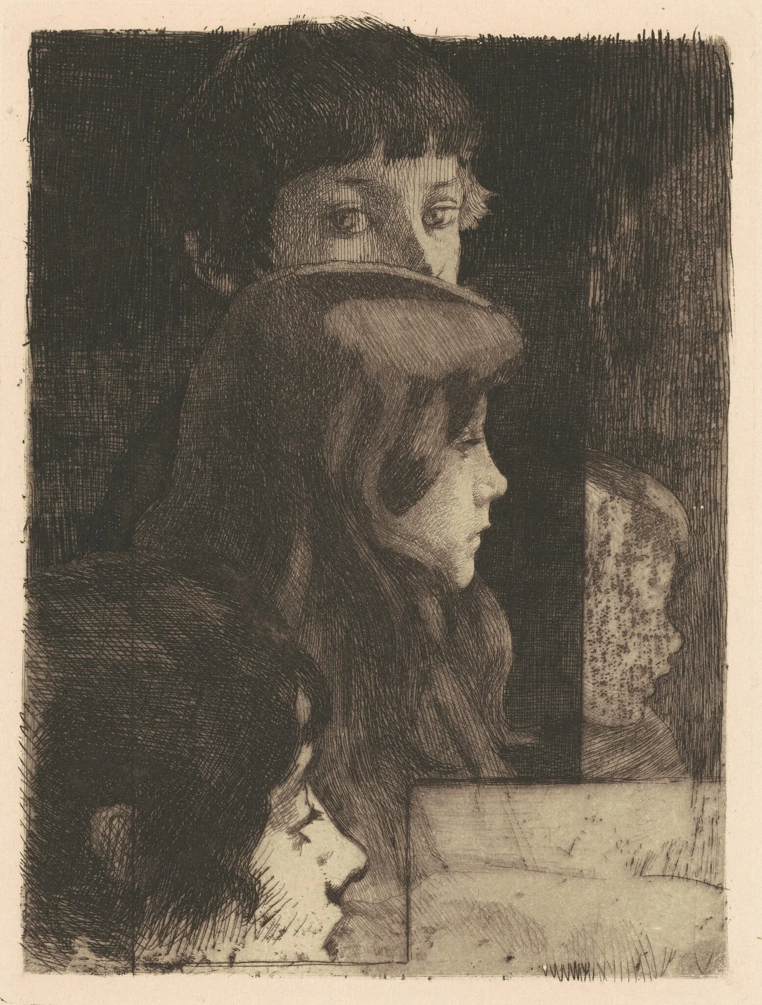 A  Family (Une Famille), by Paul-Albert Besnard, ink, 1890