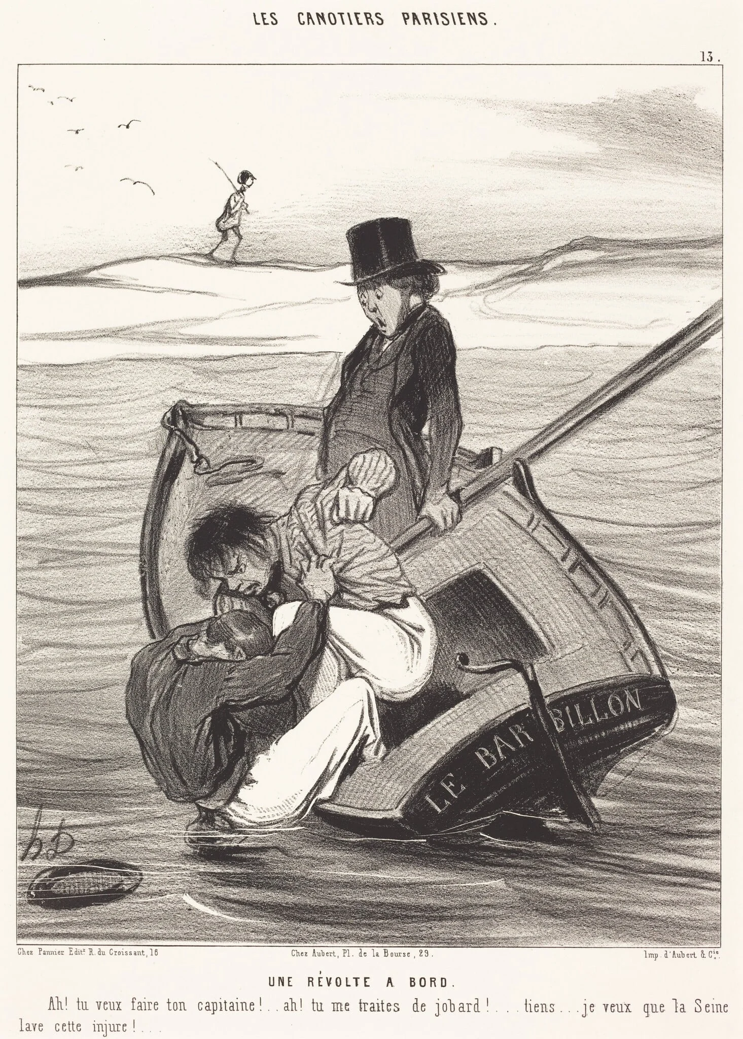 Une Révolte a Bord, by Honoré Daumier, ink, 1843