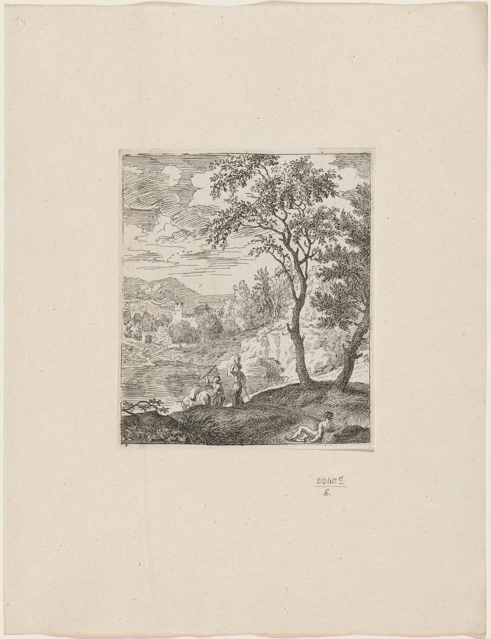 Woman with a Donkey Driver, by Joachim Franz Beich, ink, 1712