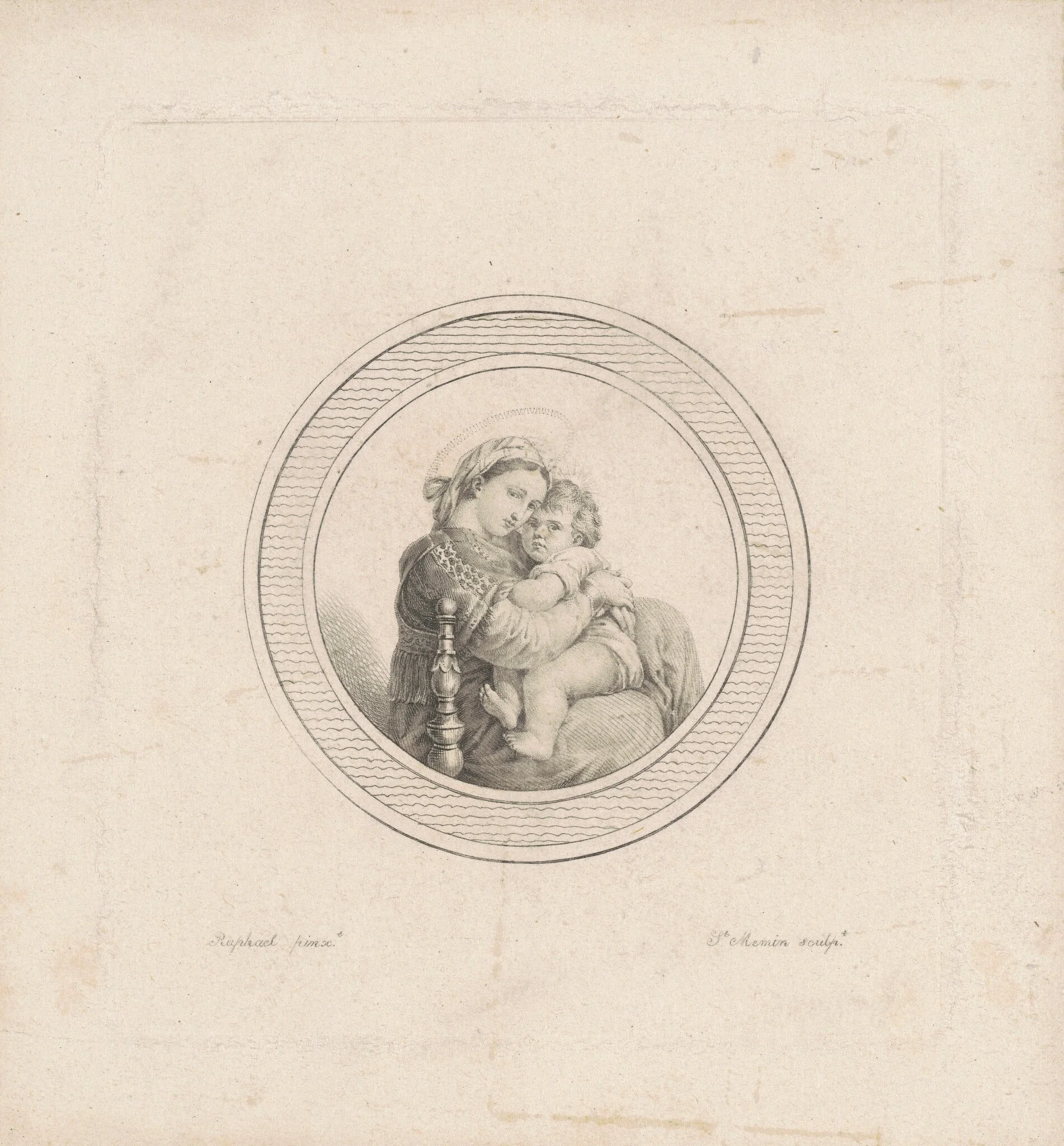 Madonna della seggiola, by Charles Balthazar Julien Févret de Saint-Mémin, ink, 1795