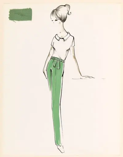 Haut blanc à manches courtes et pantalon vert à ceinture nouée