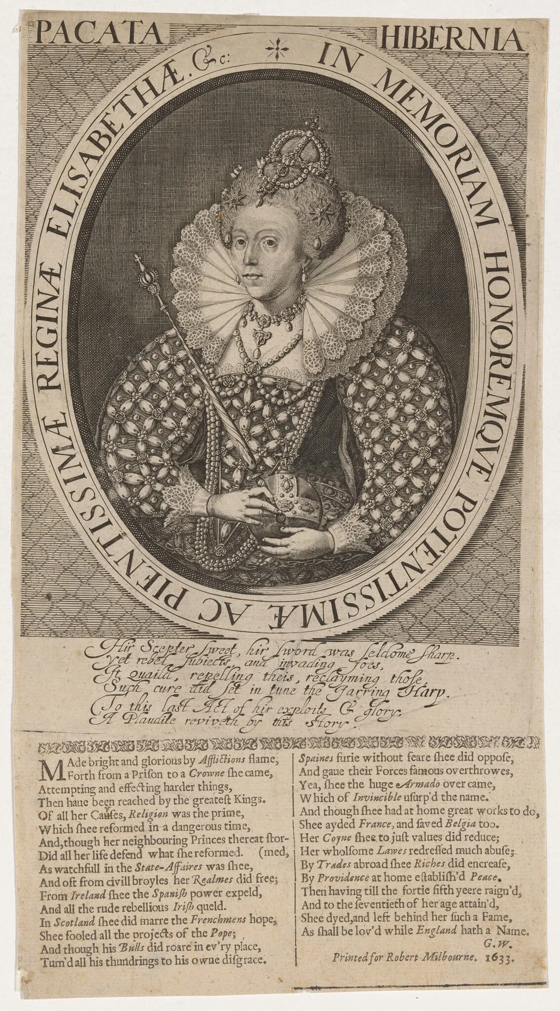 Queen Elizabeth, by Robert van Voerst, ink, 1633