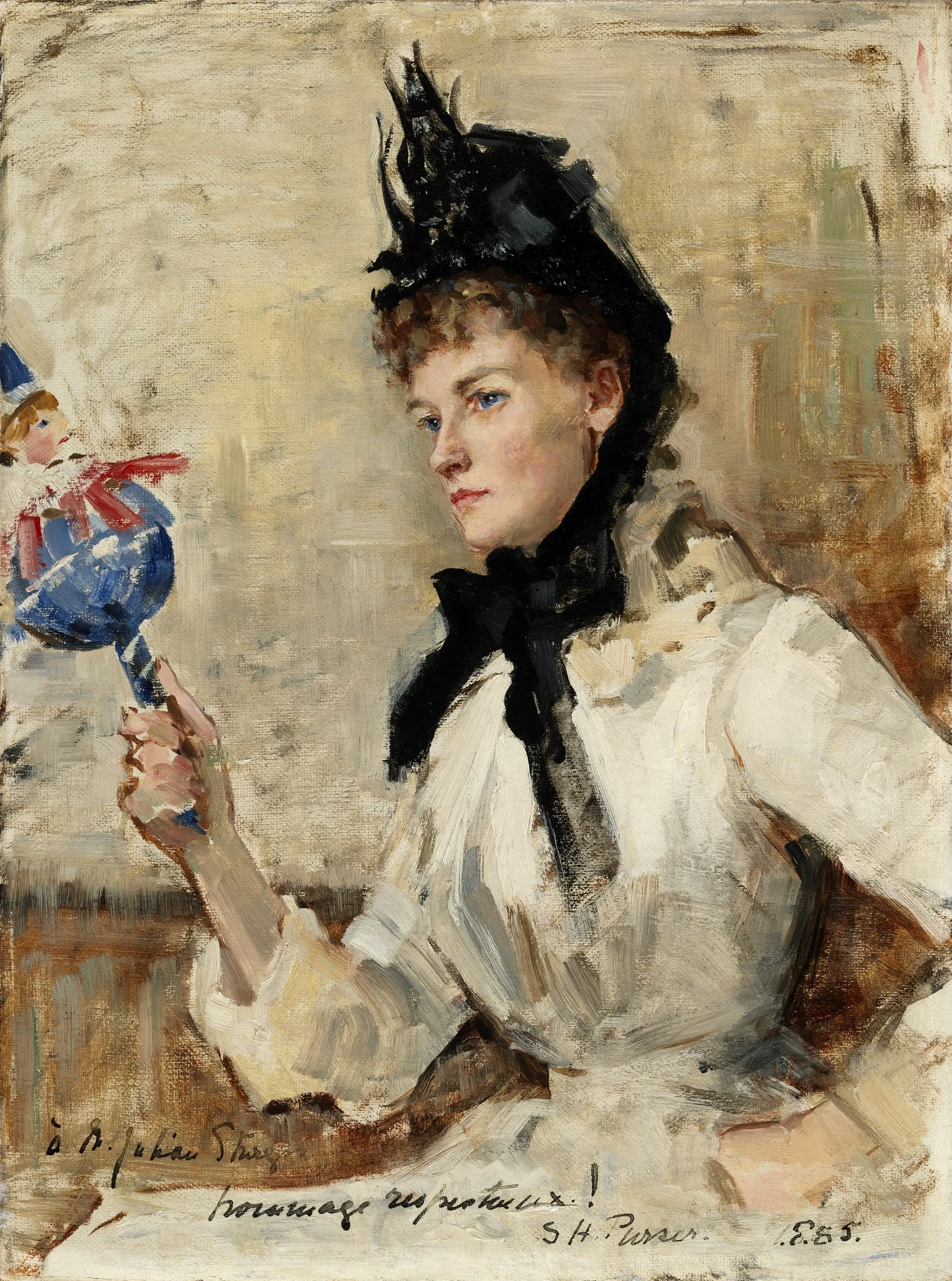 A Lady Holding a Rattle, by Sarah Purser, oil, 1893