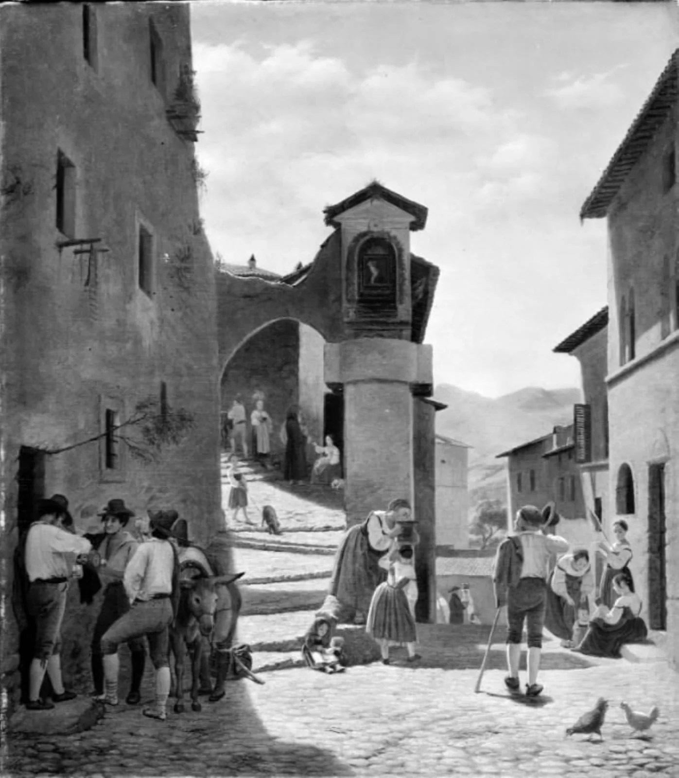 Street Scene in Subiaco, Italy, by Unknown, 1846