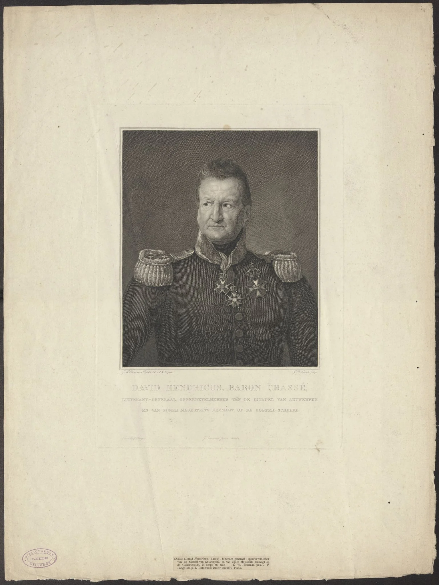 Portrait of D.H. Baron Chassé, by J.P. Lange, unspecified
