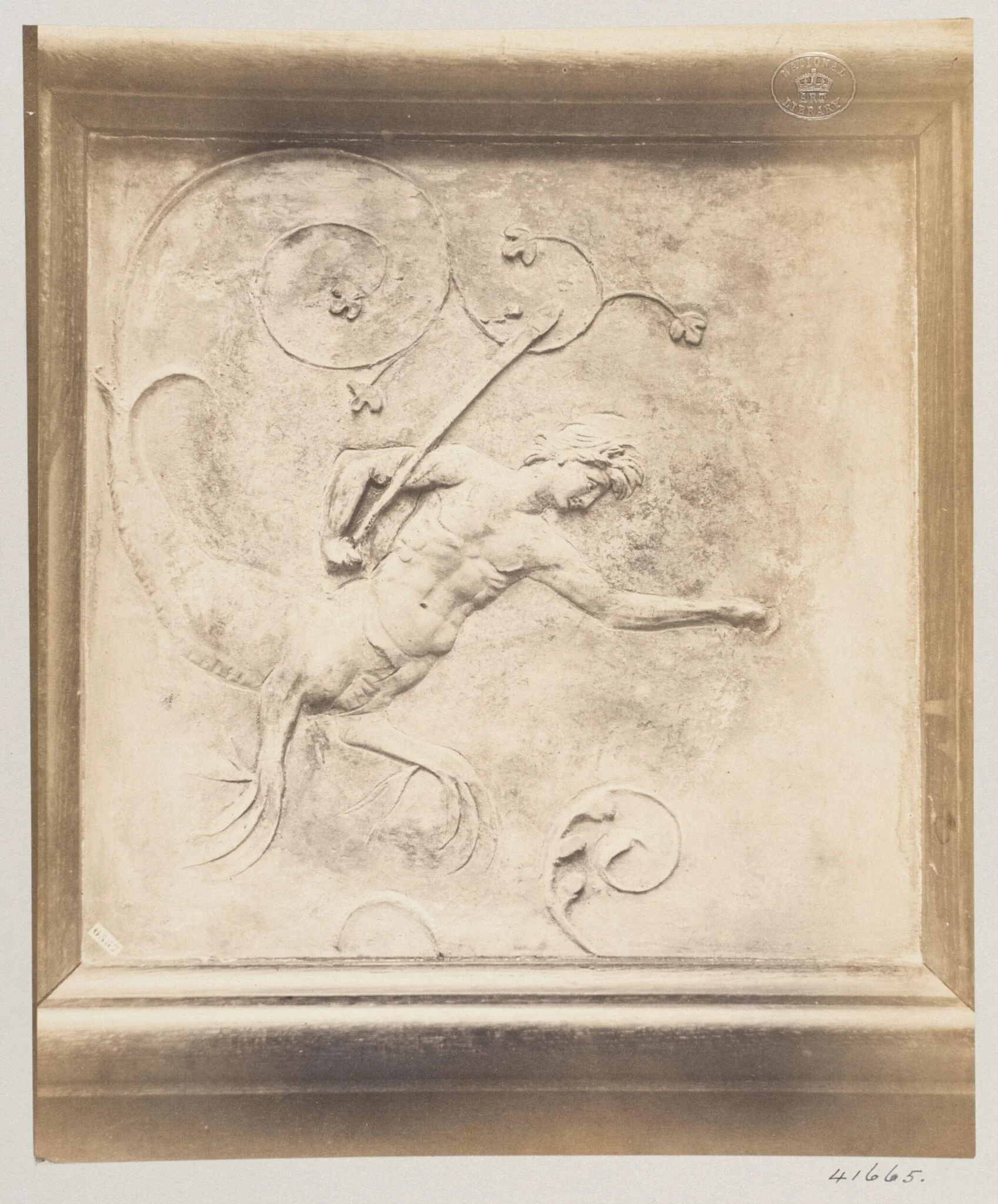 Bas-relief in marble of a Salamander, by Louise Laffon, photographic, 1864