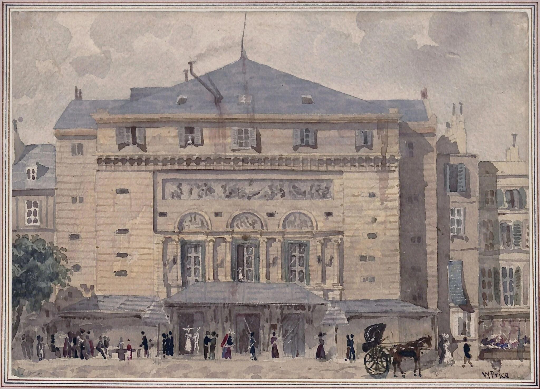 Theatre de la Porte St Martin, by Lake Price, watercolor, 1850