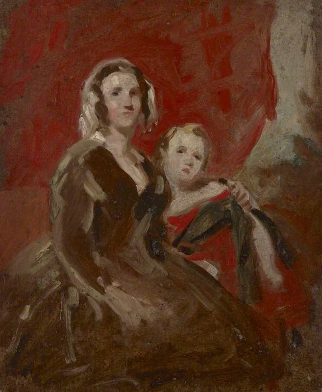 A Portrait Study of a Lady and Child in an Interior, by Daniel Macnee, unspecified, 1854