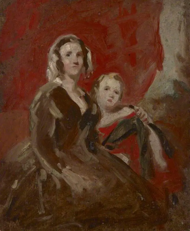 A Portrait Study of a Lady and Child in an Interior